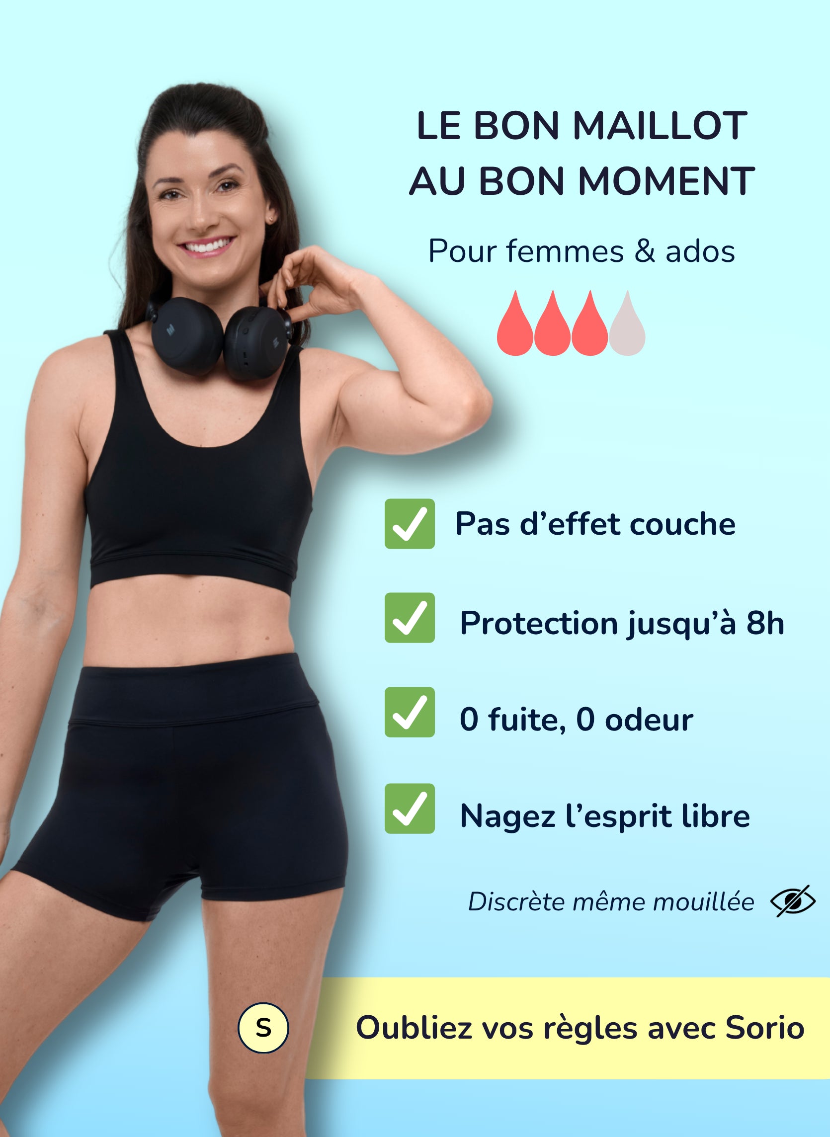Shorty Menstruel flux abondant noir - Alia | Sorio®