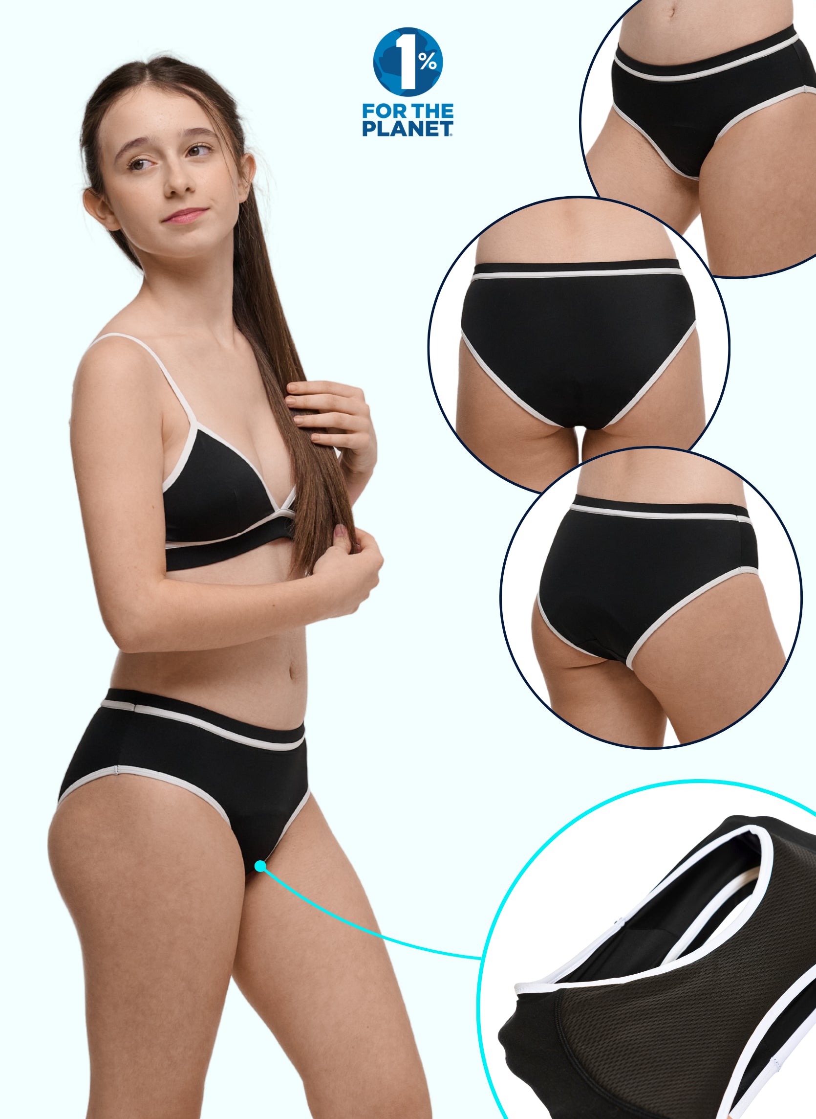 bas de maillot de bain menstruel pour adolescentes absorbant
