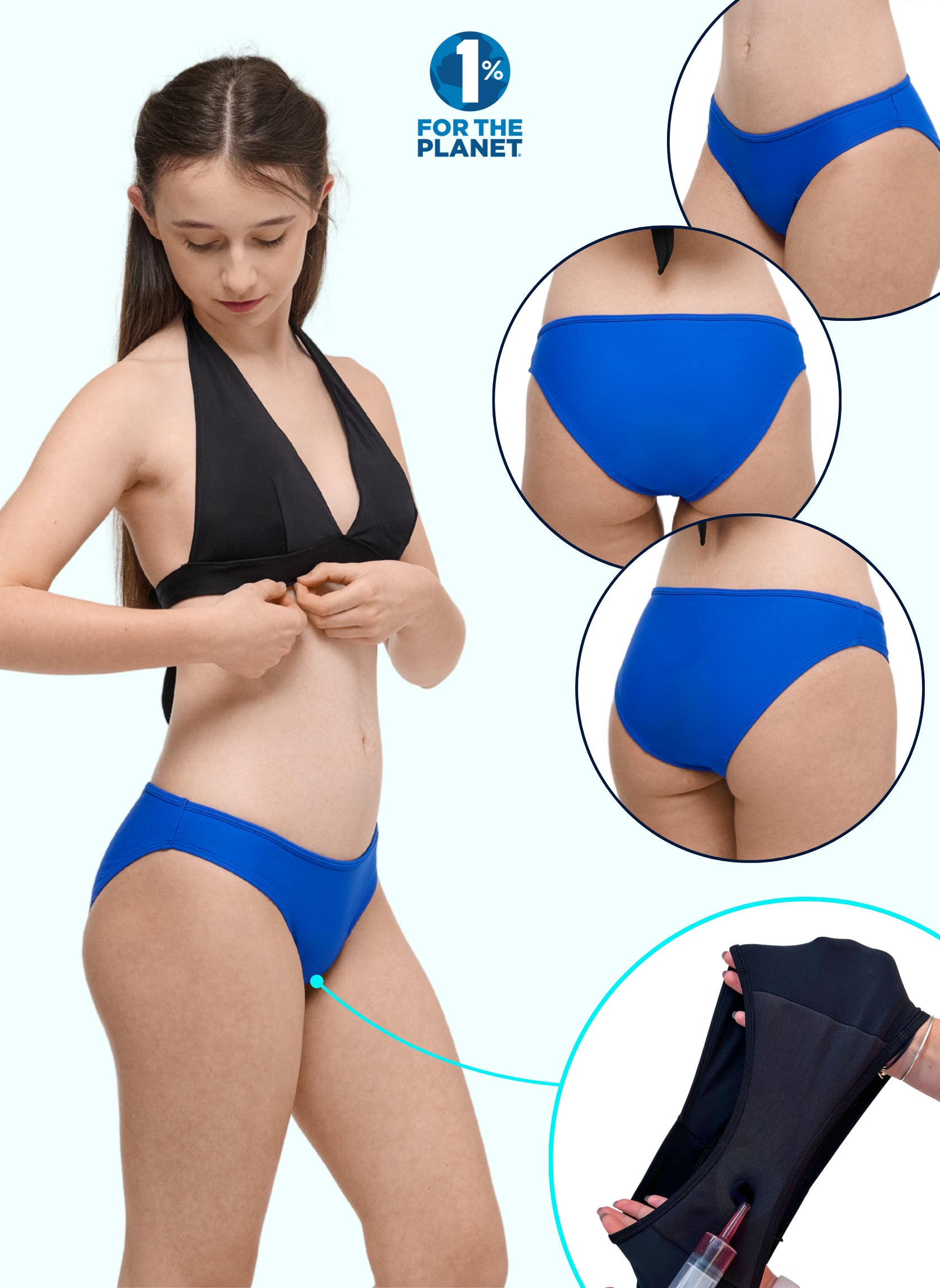 bas de maillot de bain menstruel bleu adolescente absorbant regles