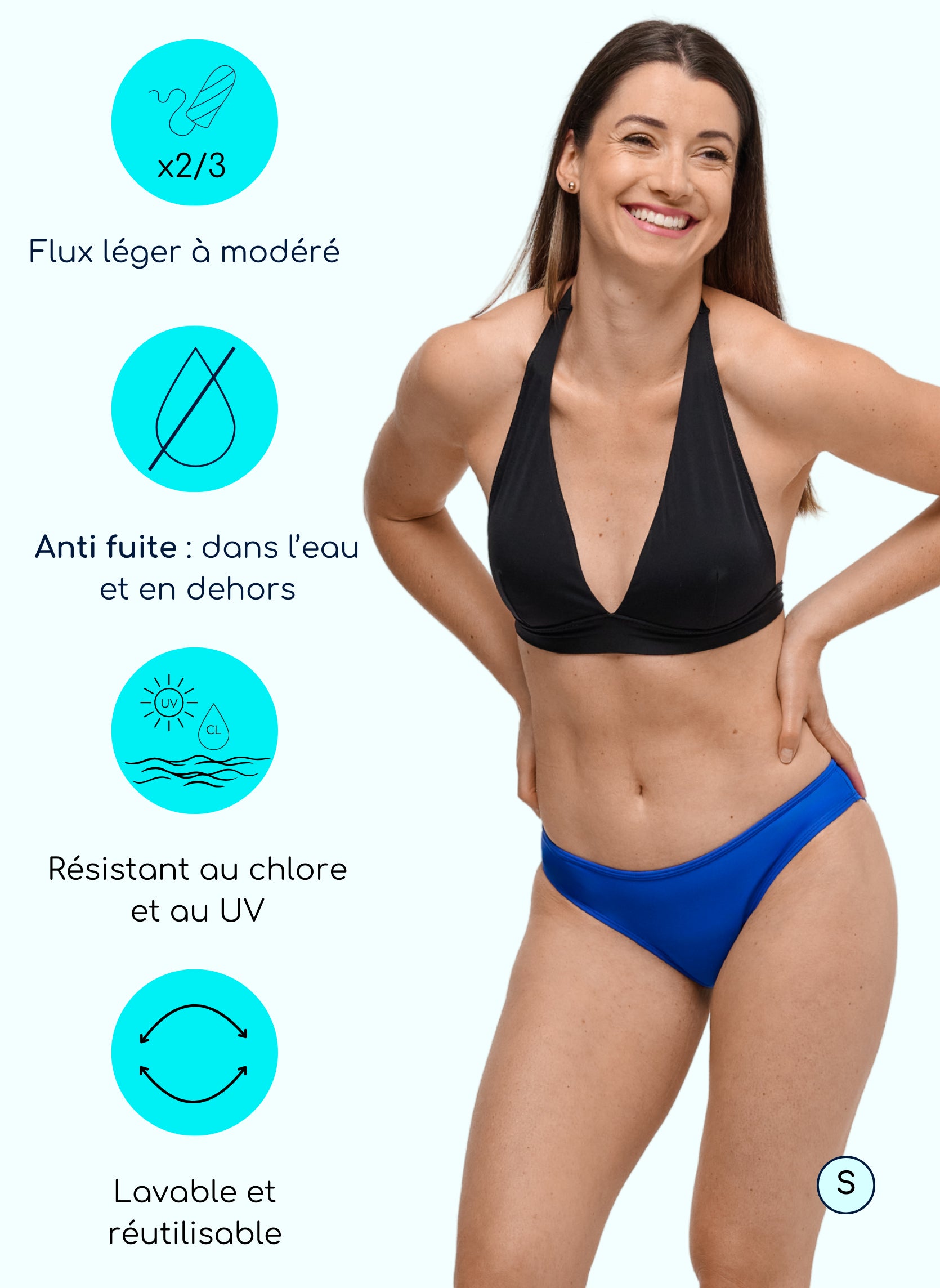 bas de maillot de bain menstruel eva bleu
