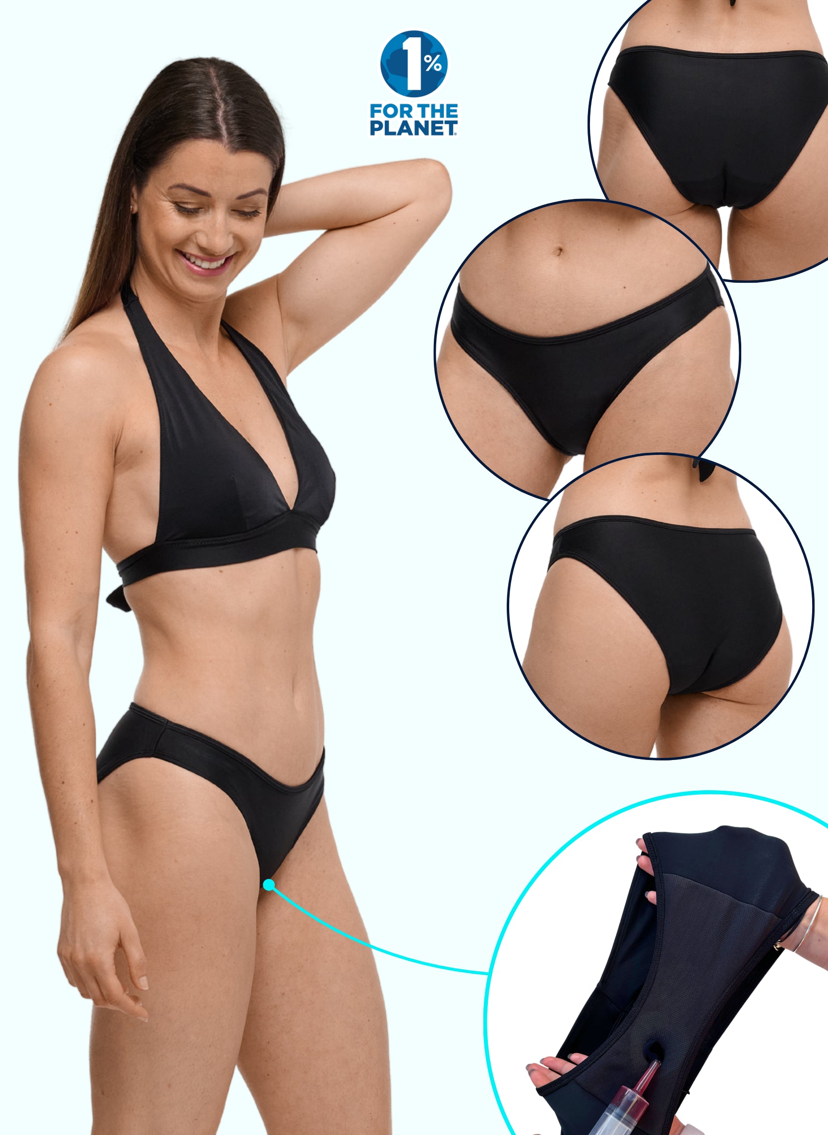 bas de maillot menstruel flux abondant noir femme antifuite