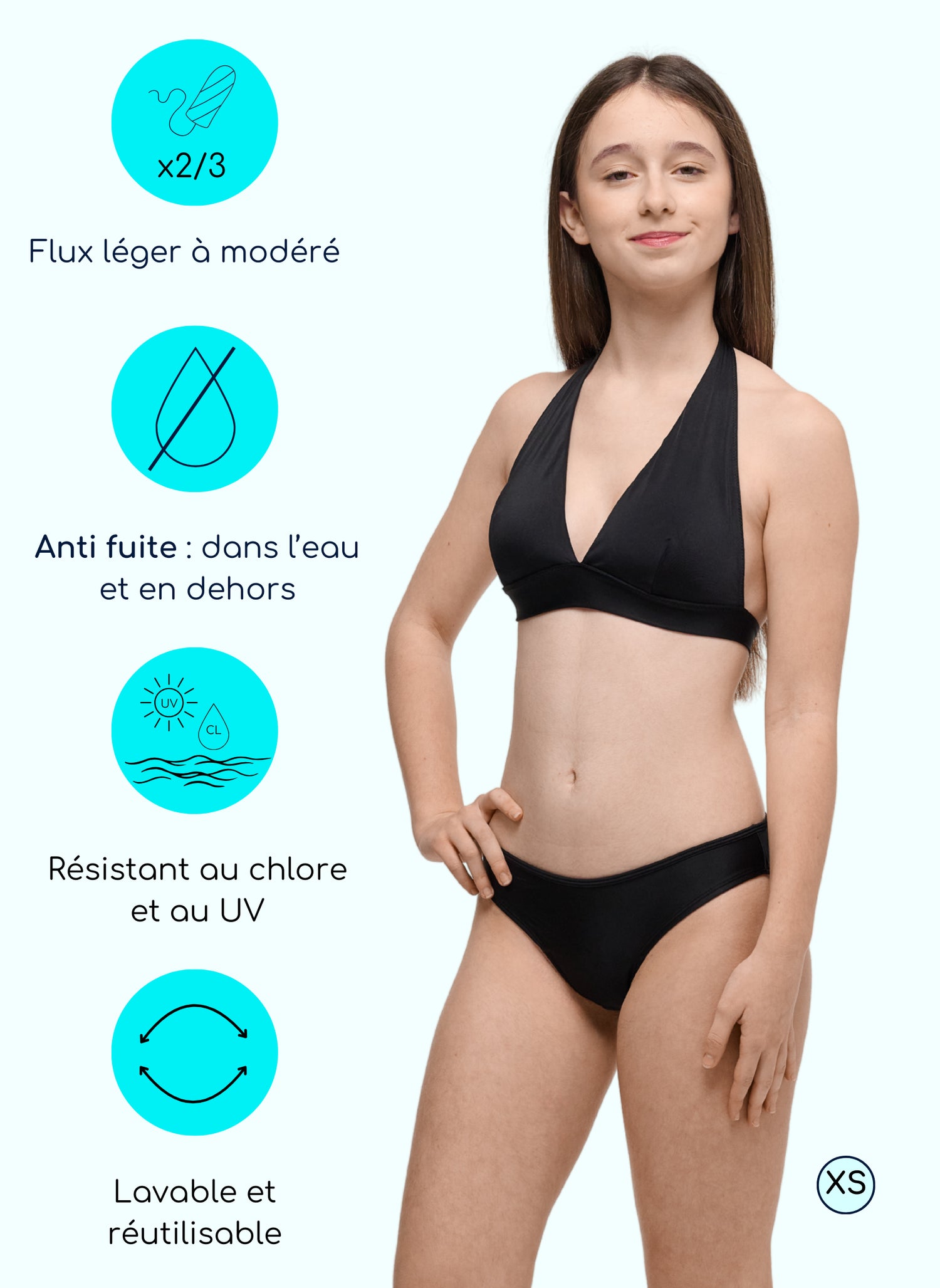 bas de maillot de bain menstruel pour ados absorbant