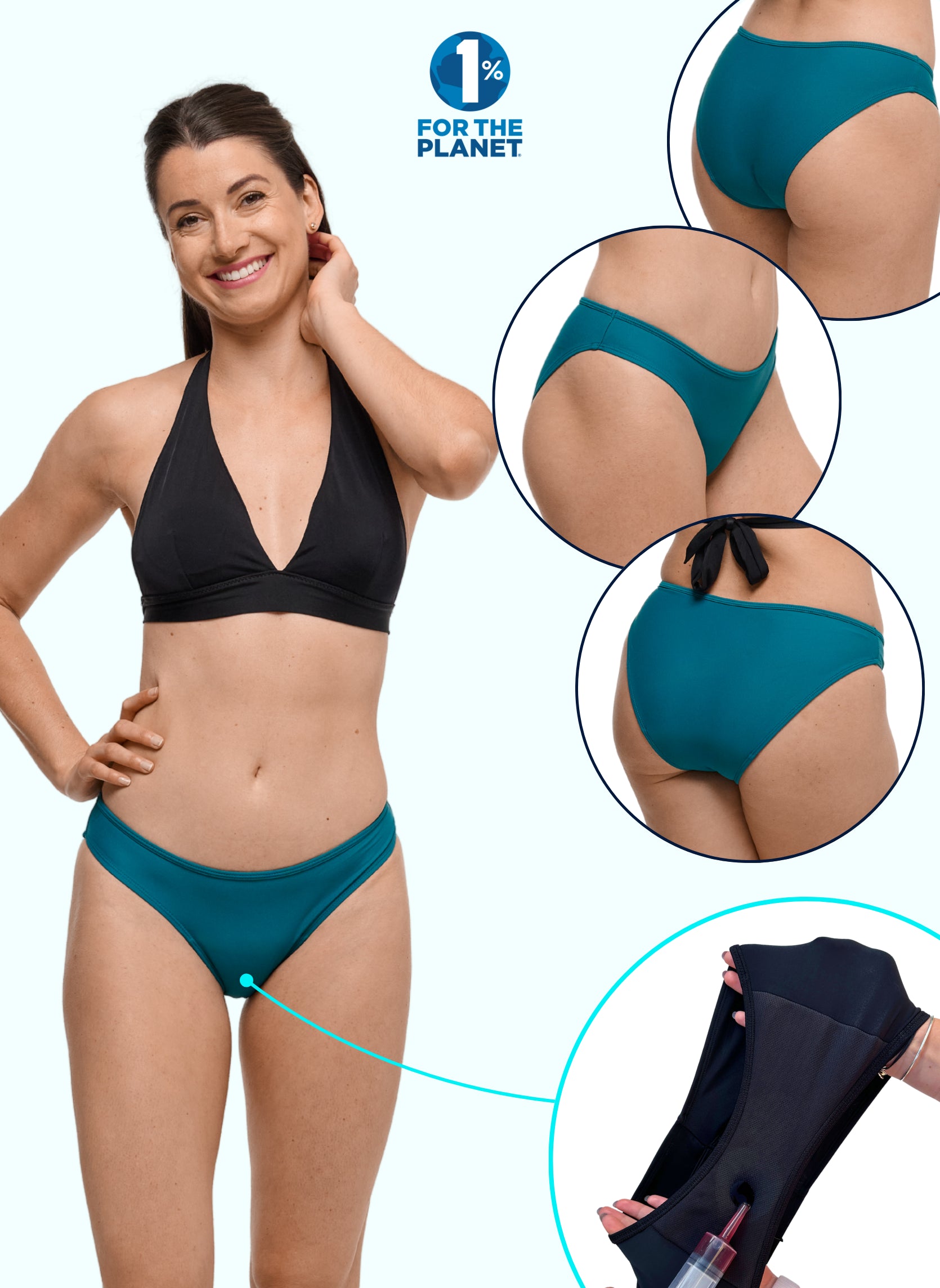 bas de maillot menstruel eva vert femme absorbant