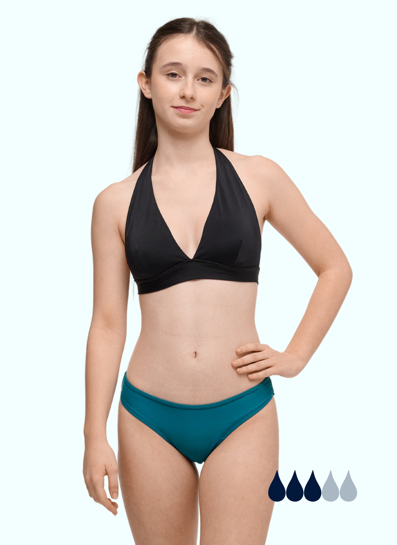 bas de maillot de bain regles vert pour adolescentes xxs
