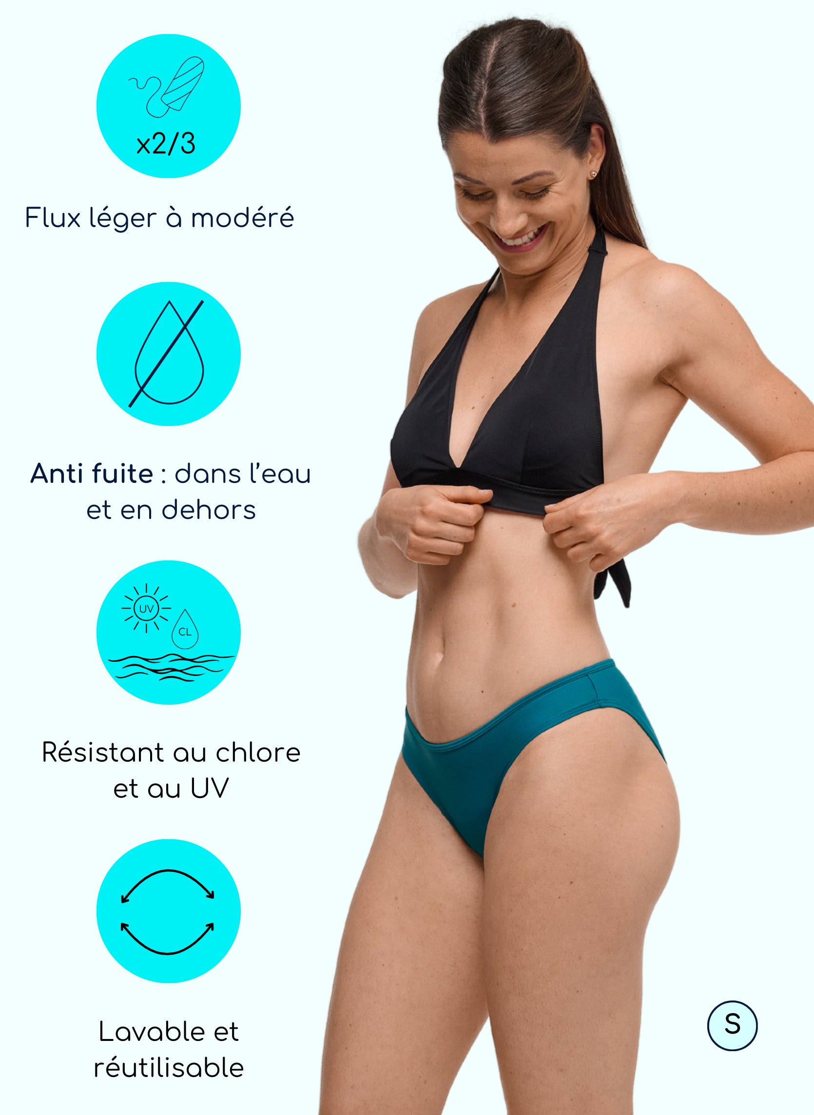 bas de maillot menstruel eva vert femme absorbant