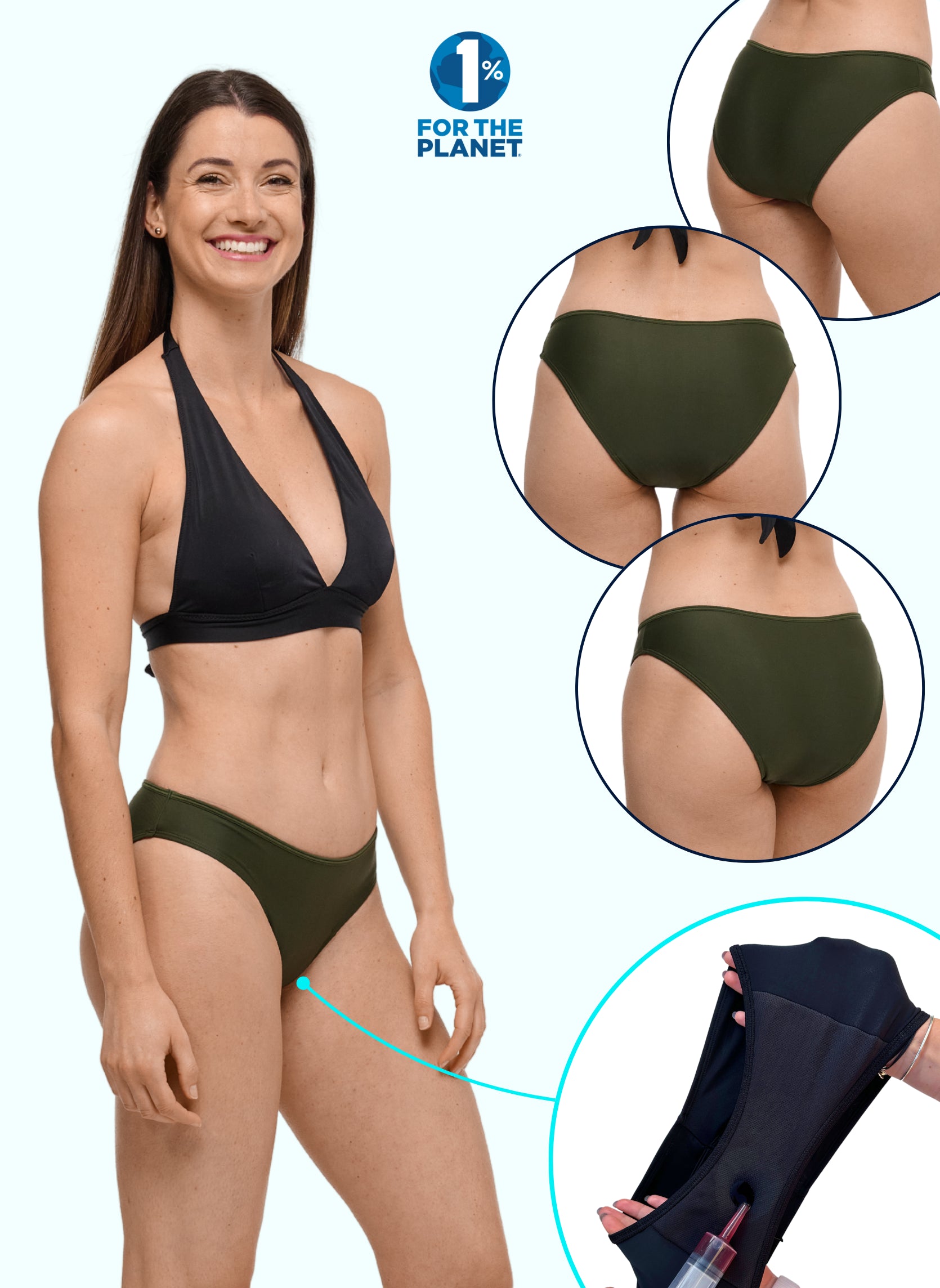 bas maillot menstruel eva vert kaki antifuite