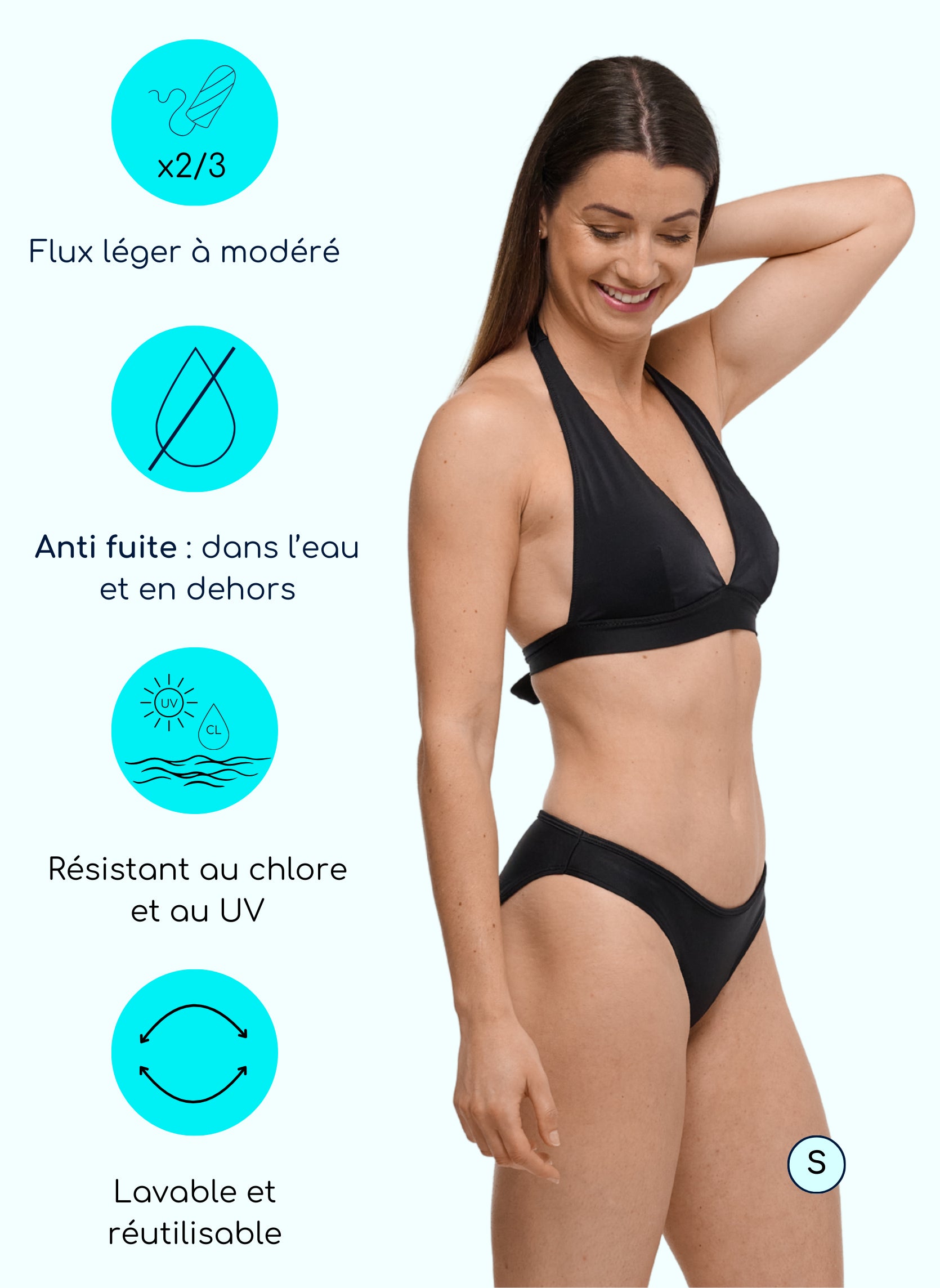ensemble de maillot menstruel noir femme absorbant