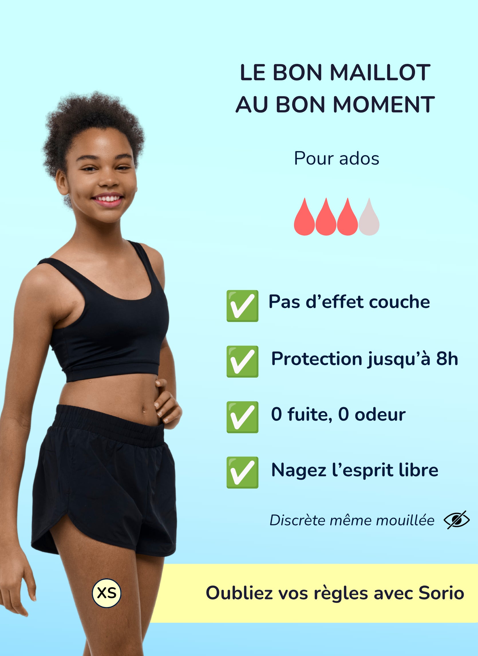 Short ample Menstruel ado 2 en 1 - Gia | Sorio®