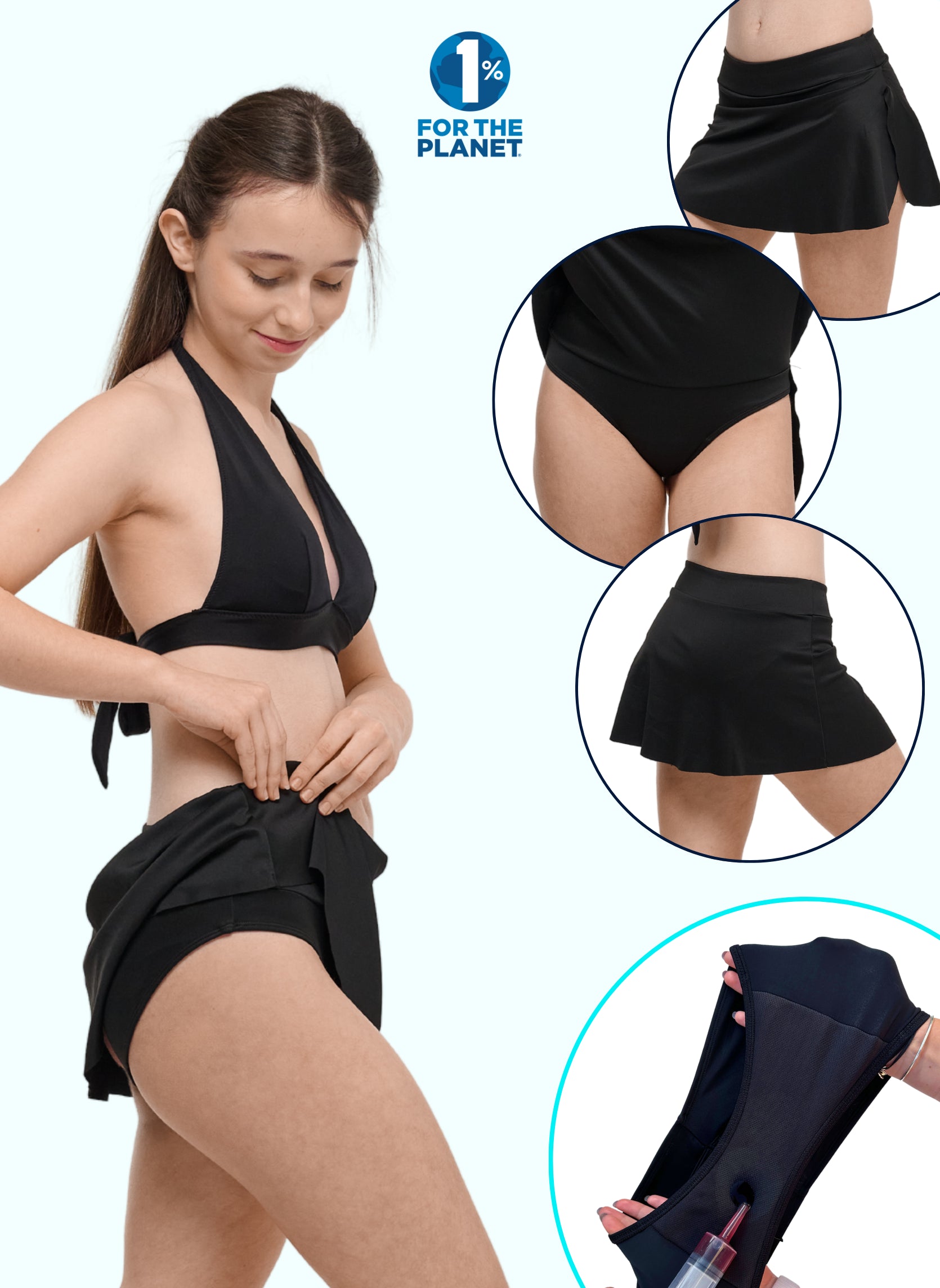 jupe de bain maillot menstruel intégré adolescente absorbante