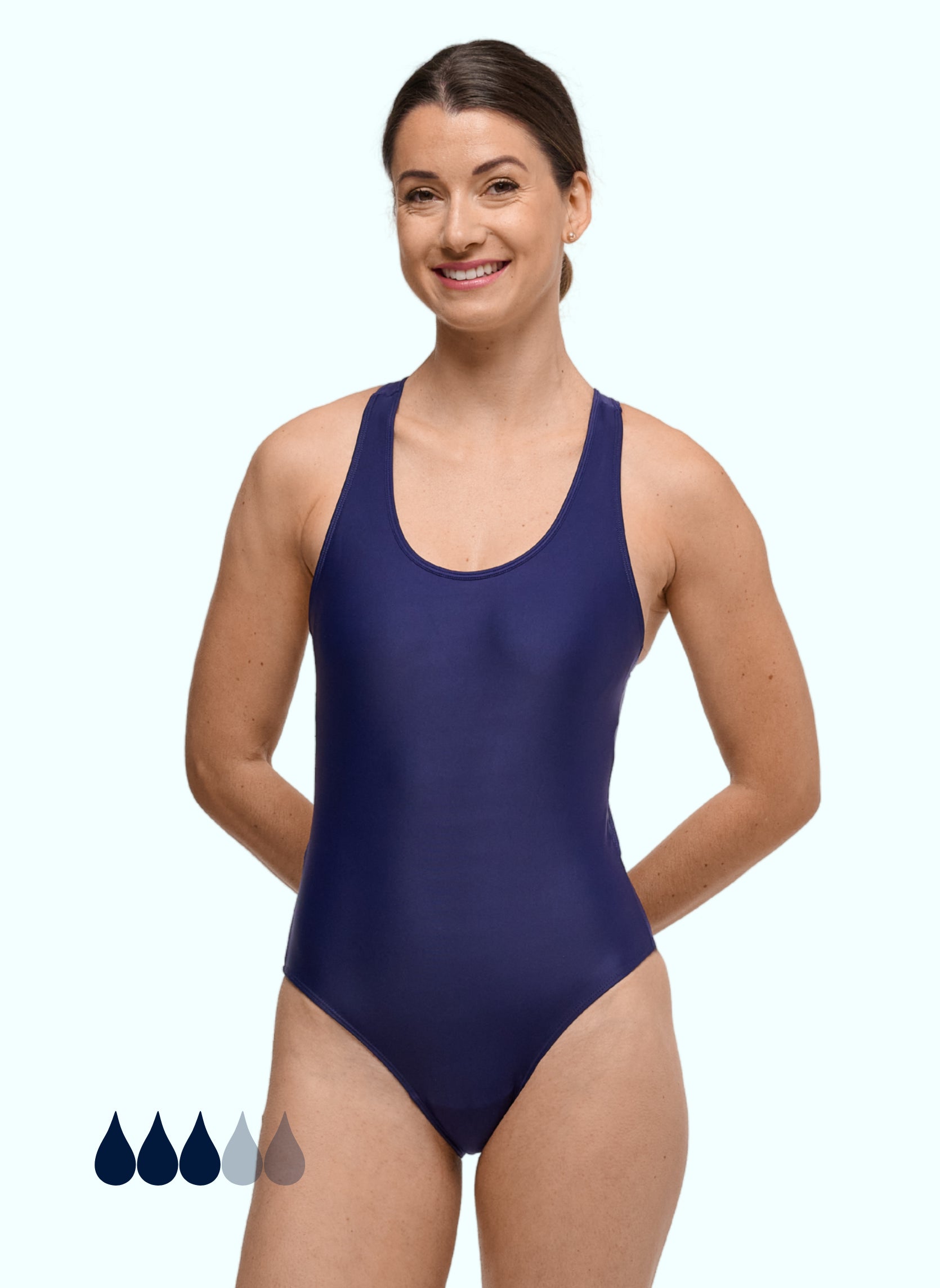 maillot menstruel 1 pièce bleu femme