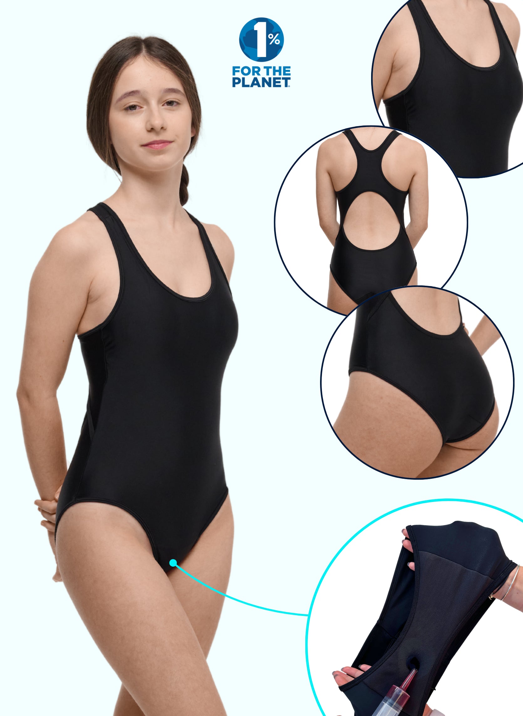 maillot menstruel 1 pièce spécial natation absorbant taille xxs