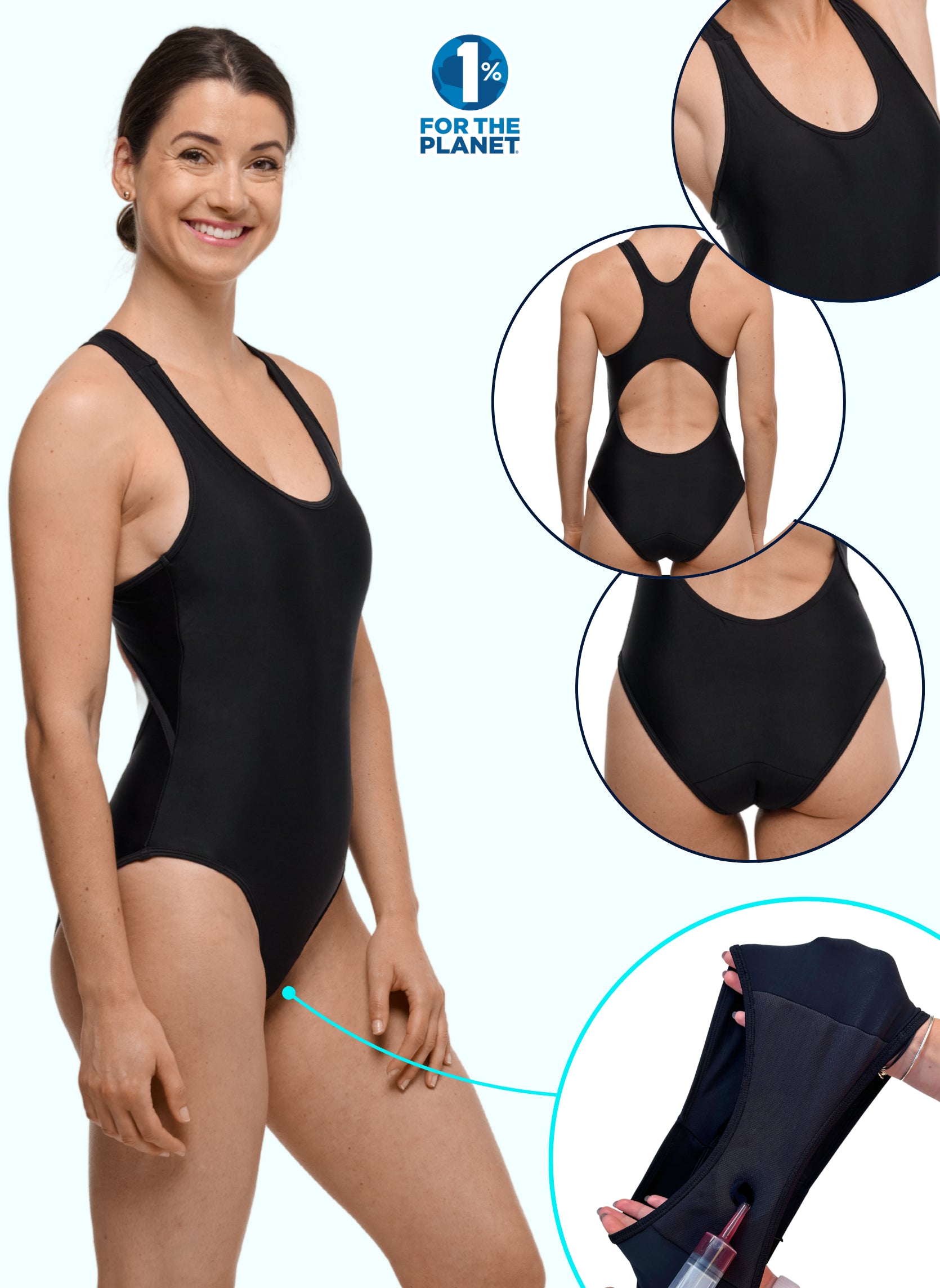 maillot menstruel 1 pièce natation flux abondant sans fuite