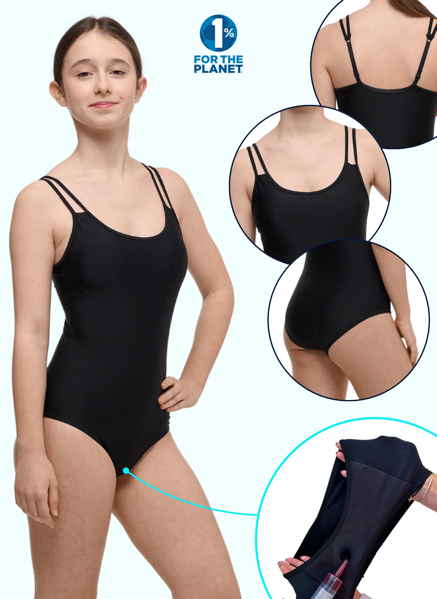 maillot de bain menstruel 1 pièce ado absorbant