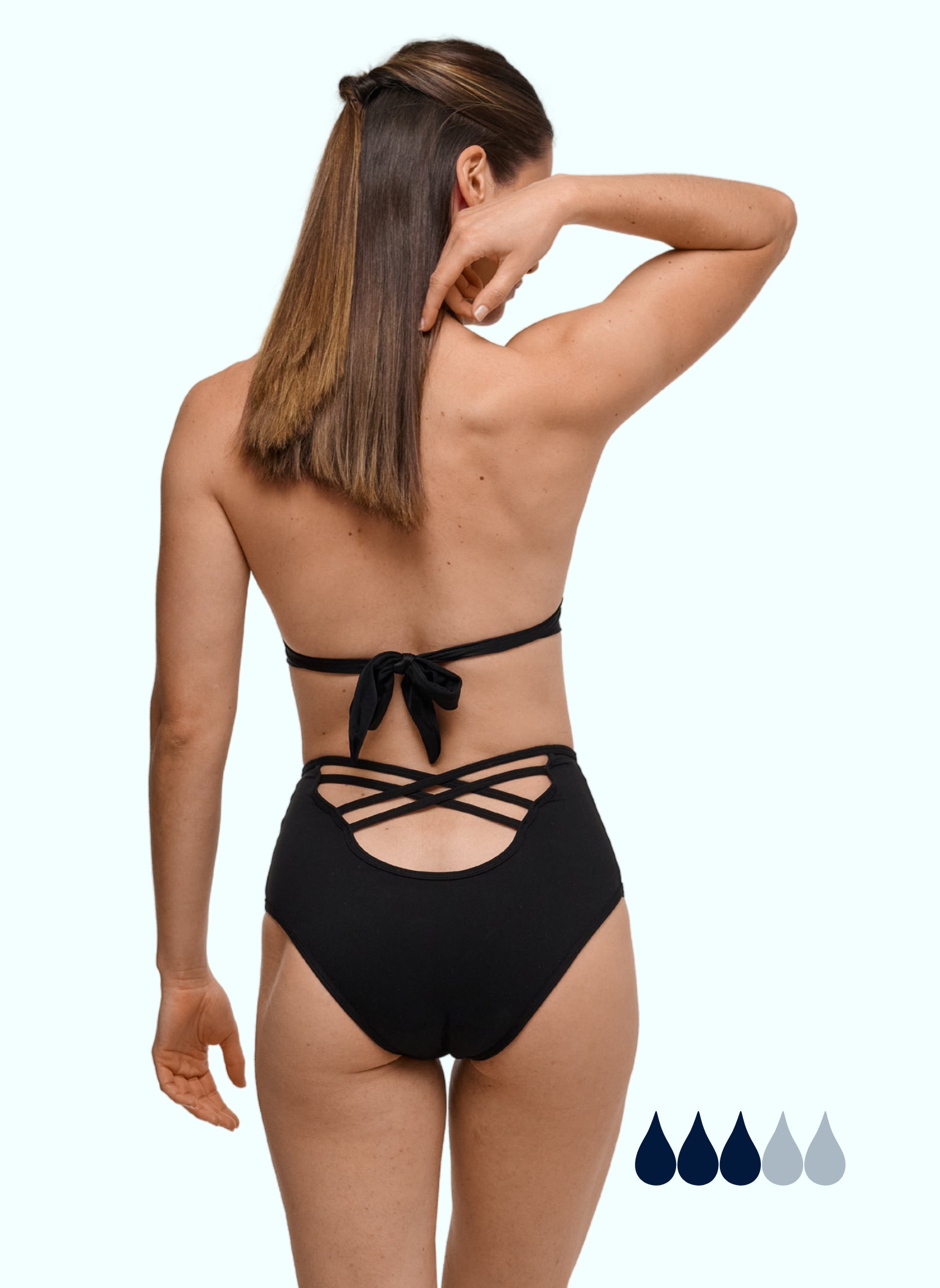 bas maillot menstruel taille haute croisé dos