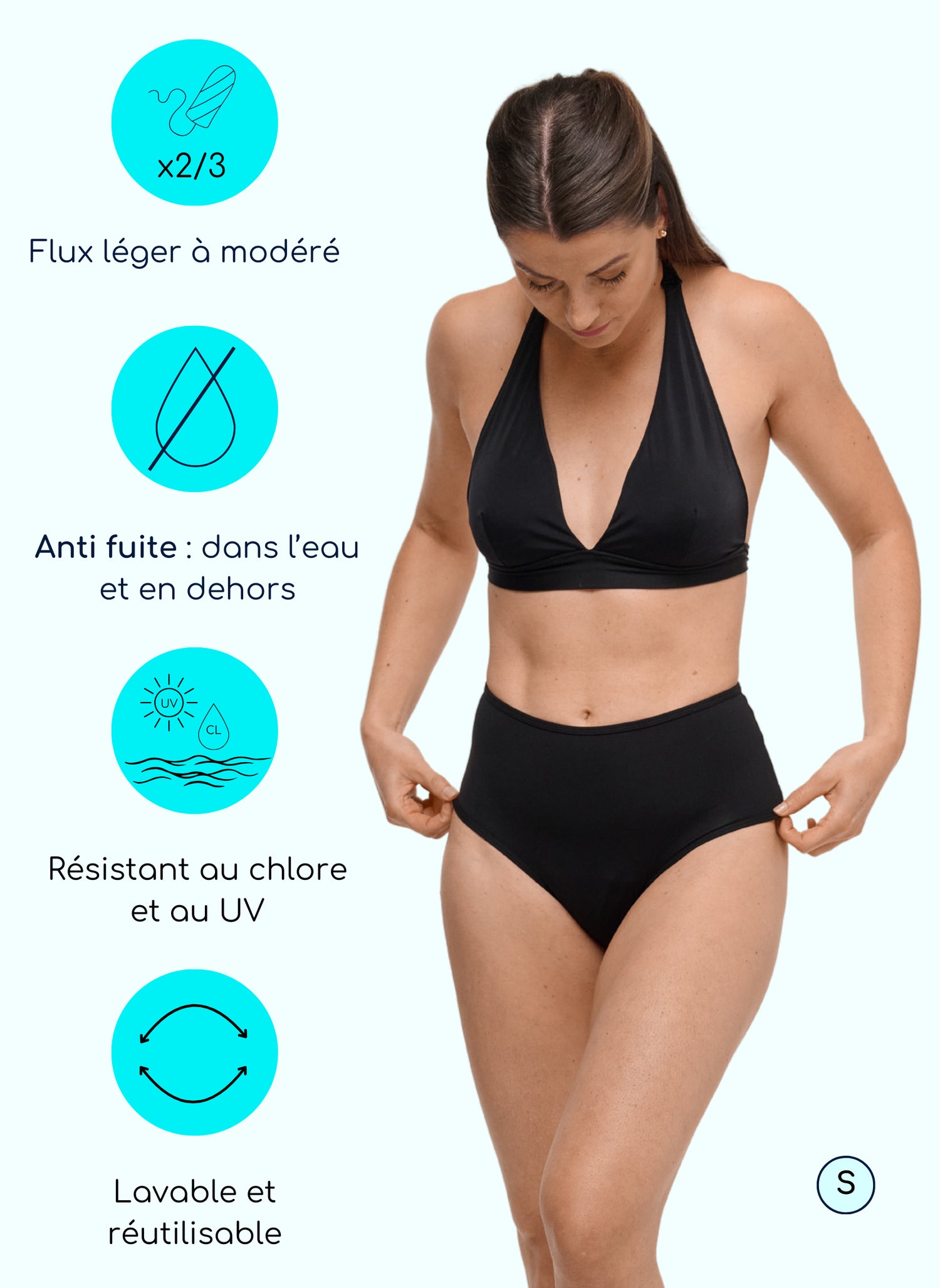 bas menstruel taille haute croisé sans fuite