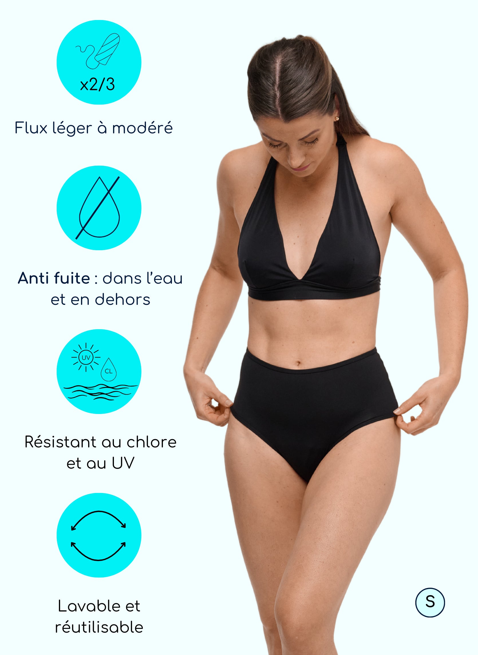 bas menstruel taille haute croisé sans fuite