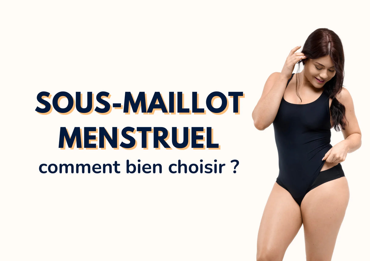 woman wearing menstrual swim shorts under her one-piece swimsuit Image