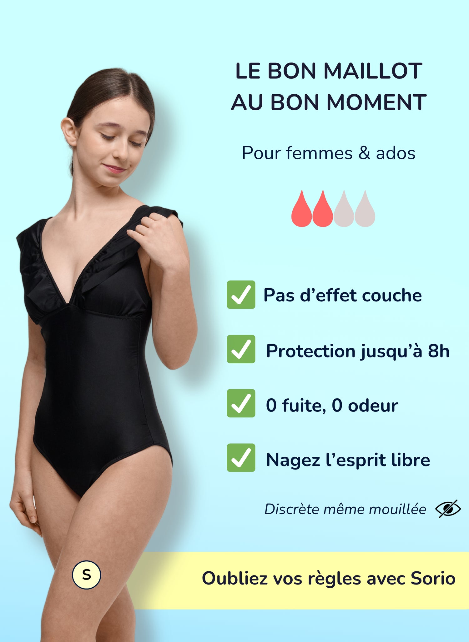 Costume da bagno mestruale intero regazze - Mya | Sorio®