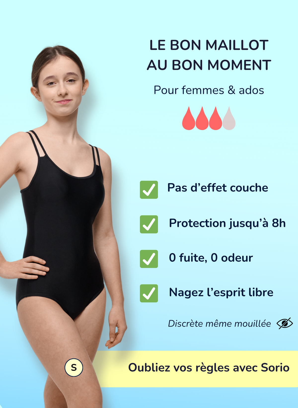 Stella - One-Piece Period Swimwear for Teens | Sorio®
