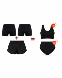 2 shortys Alia abondants + 1 short Gia = 1 brassière Gina et 1 Jenna offertes