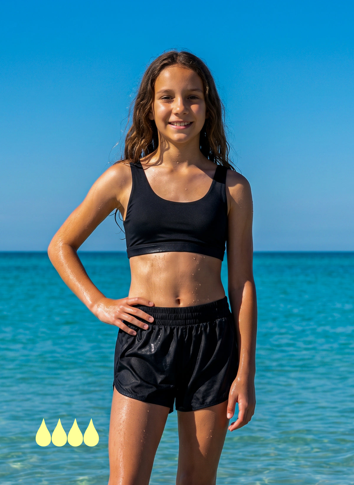 Gia – Lockere Perioden Badeshorts starke Perioden für Teenager Schwarz | Sorio®