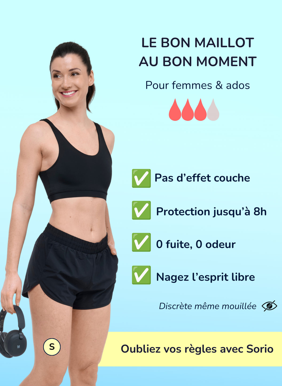 Set aus 2-in-1-Perioden-Badeshorts für Damen GIA + Bikini-Top GINA