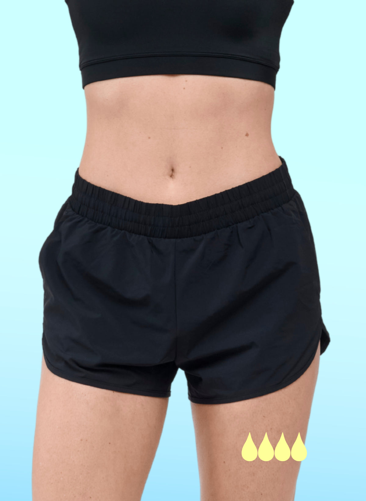 Black heavy-flow period loose shorts - Gia | Sorio®