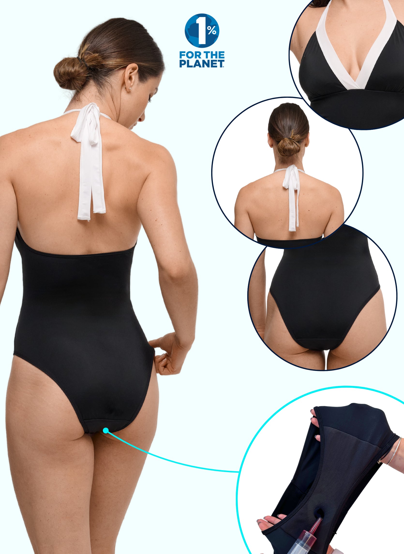 SORIO® Maillot De Bain Menstruel 1 Piece Femme Et Adolescente - Absorbant Anti Odeur Et Antifuite - Maillot De Bain Regle Flux Moyen - Imperméable Et Discret - Plage Piscine - Lola XS