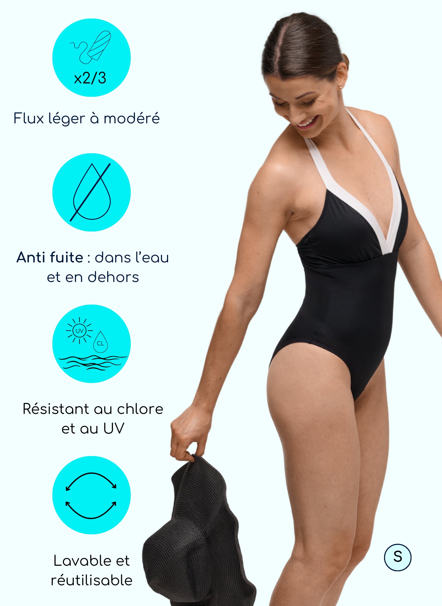 maillot de bain menstruel 1 pièce glamour
