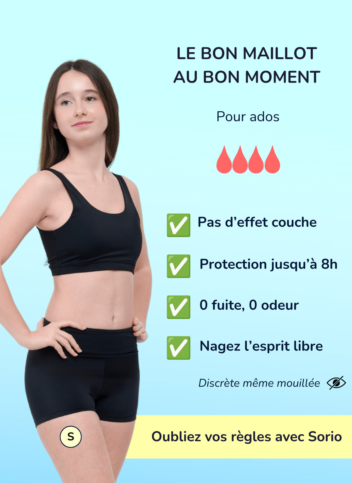 Alia – Perioden Shorty starke Perioden für Teenager Schwarz | Sorio®