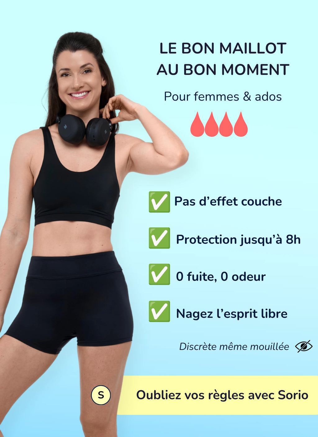 Set – Women’s ALIA Period Swim Shorts for Heavy Flow + GINA Bikini Top