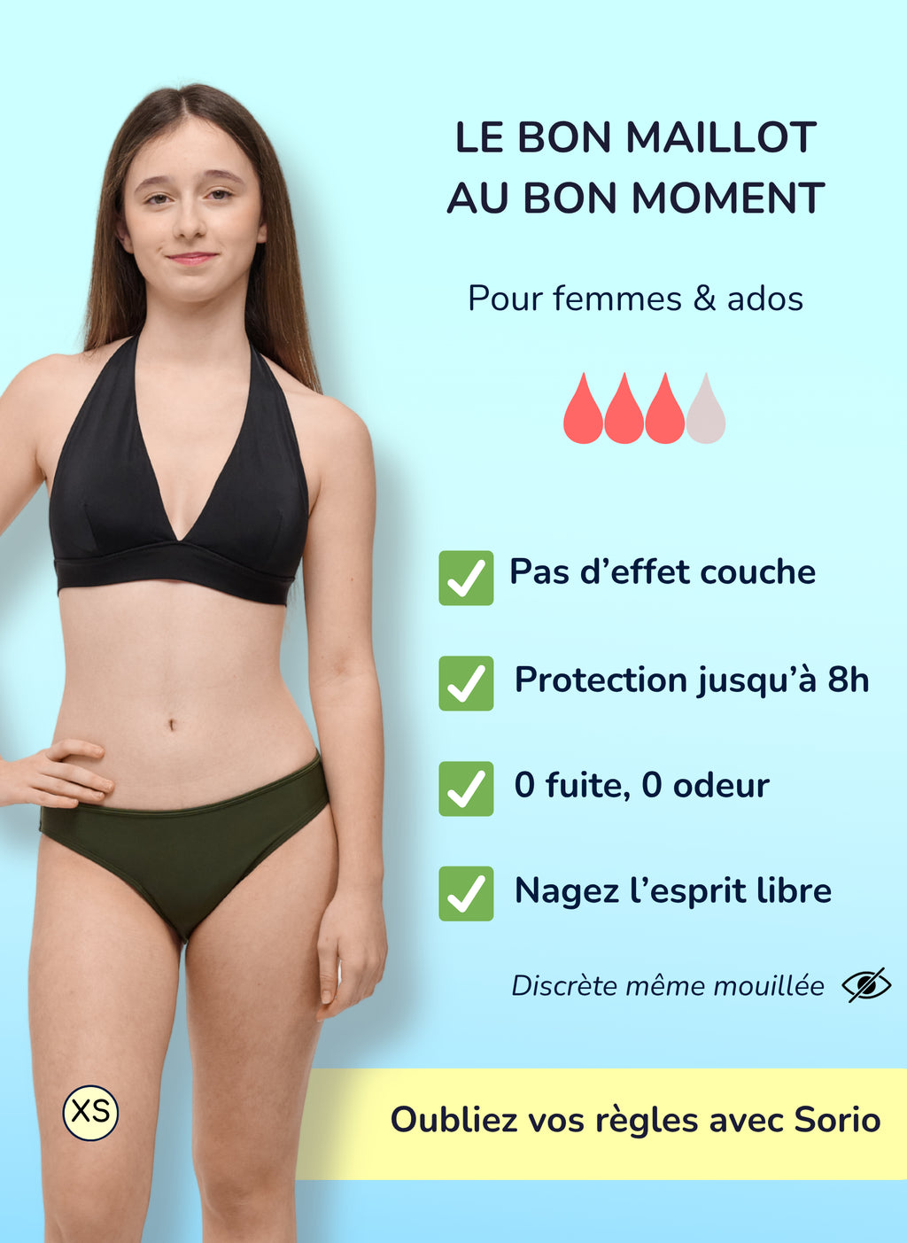 Eva Khaki – Perioden Bikinihose für Teenager | Sorio®