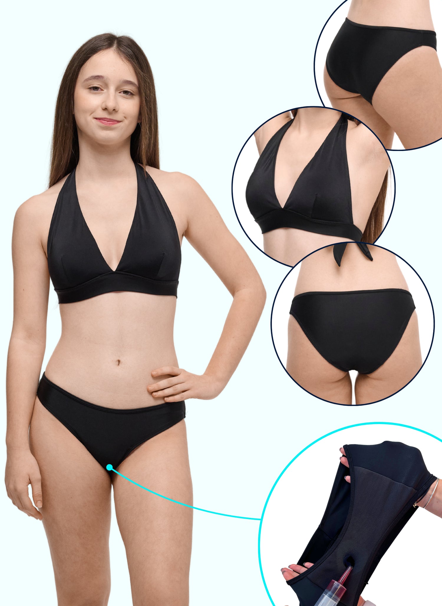 sorio ensemble bas de maillot menstruel haut de maillot ados