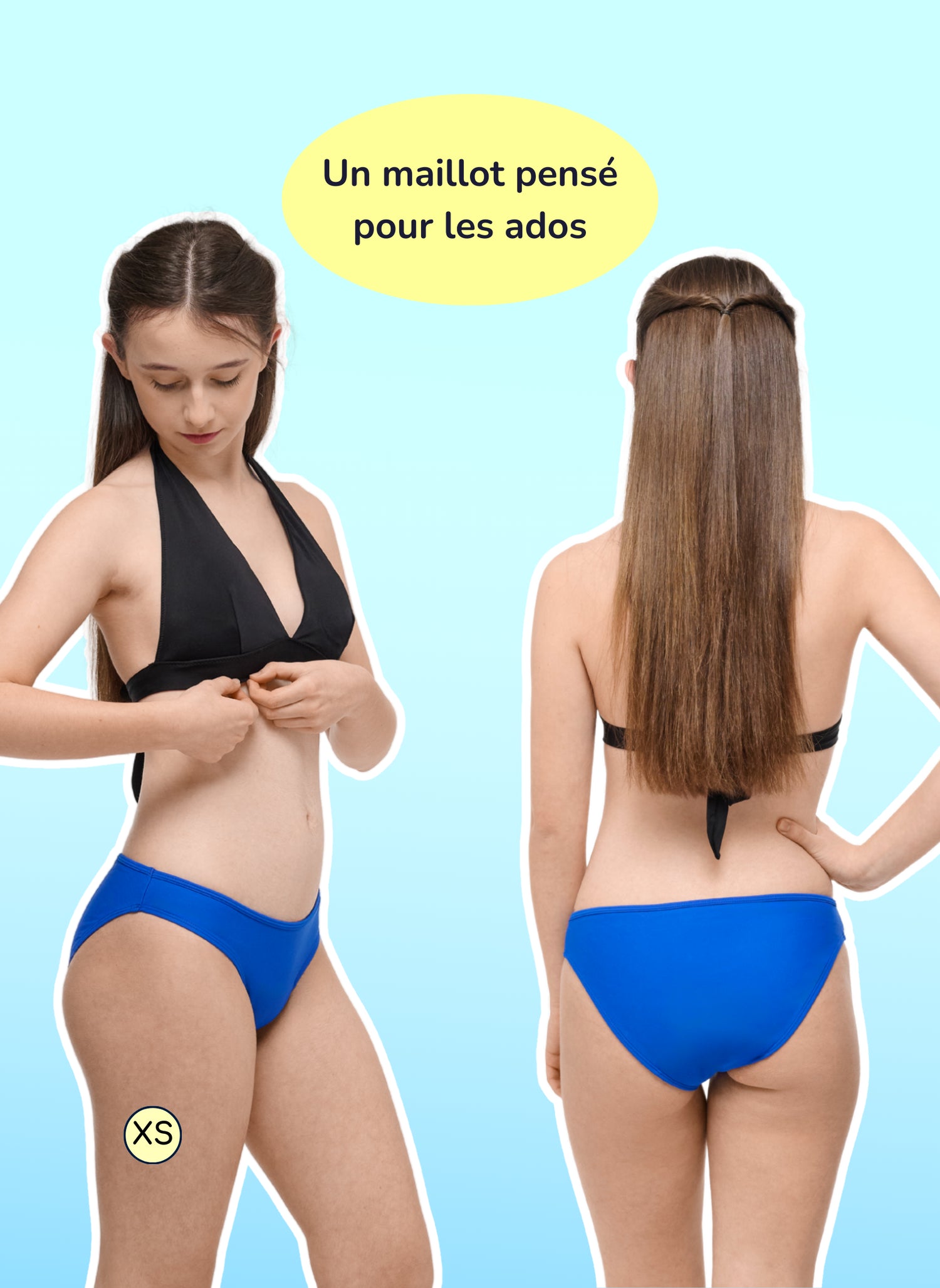 bas de maillot menstruel bleu spécial ado
