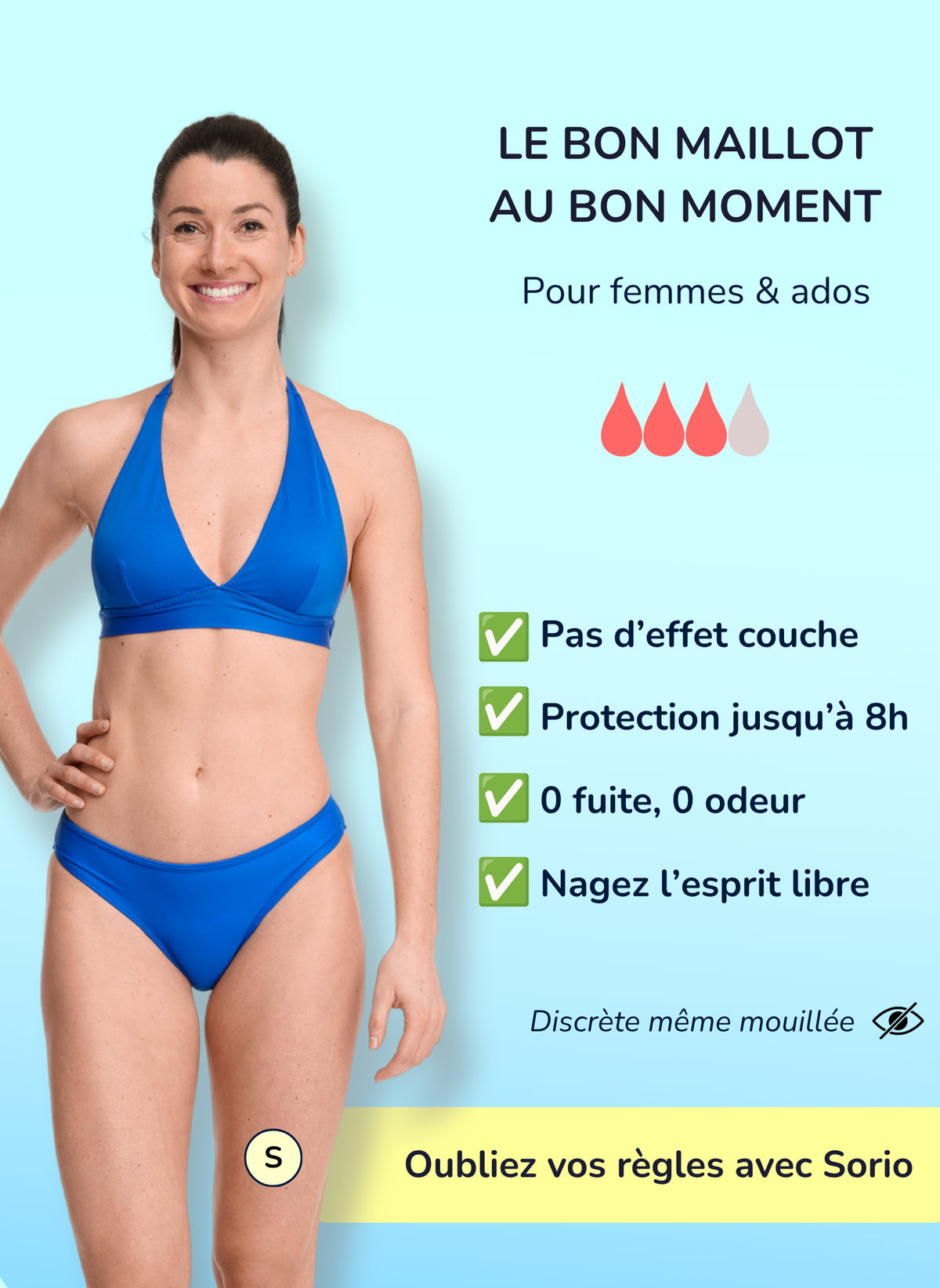 Blue women’s period swimwear set EVA medium flow + LYA