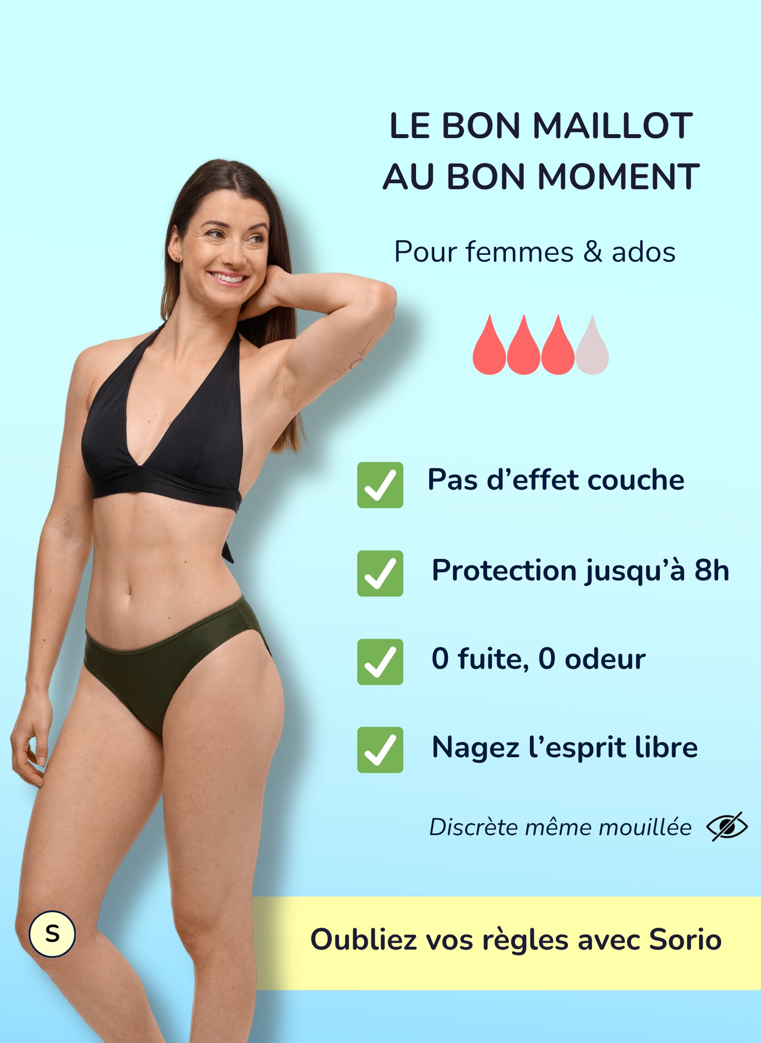 Eva Kaki - Bas de maillot de bain menstruel | Sorio®