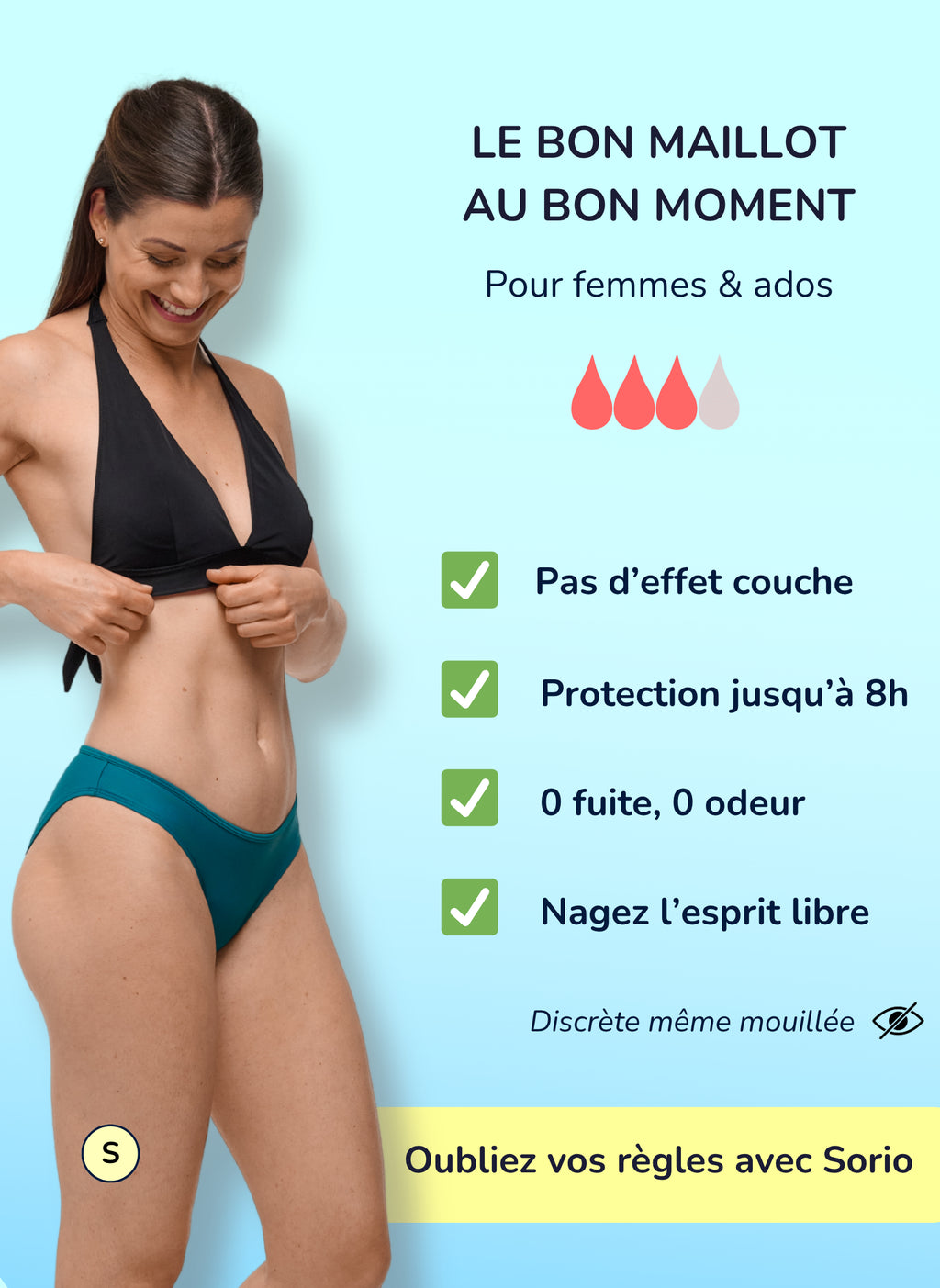 Bas de maillot de bain menstruel - Eva vert | Sorio®