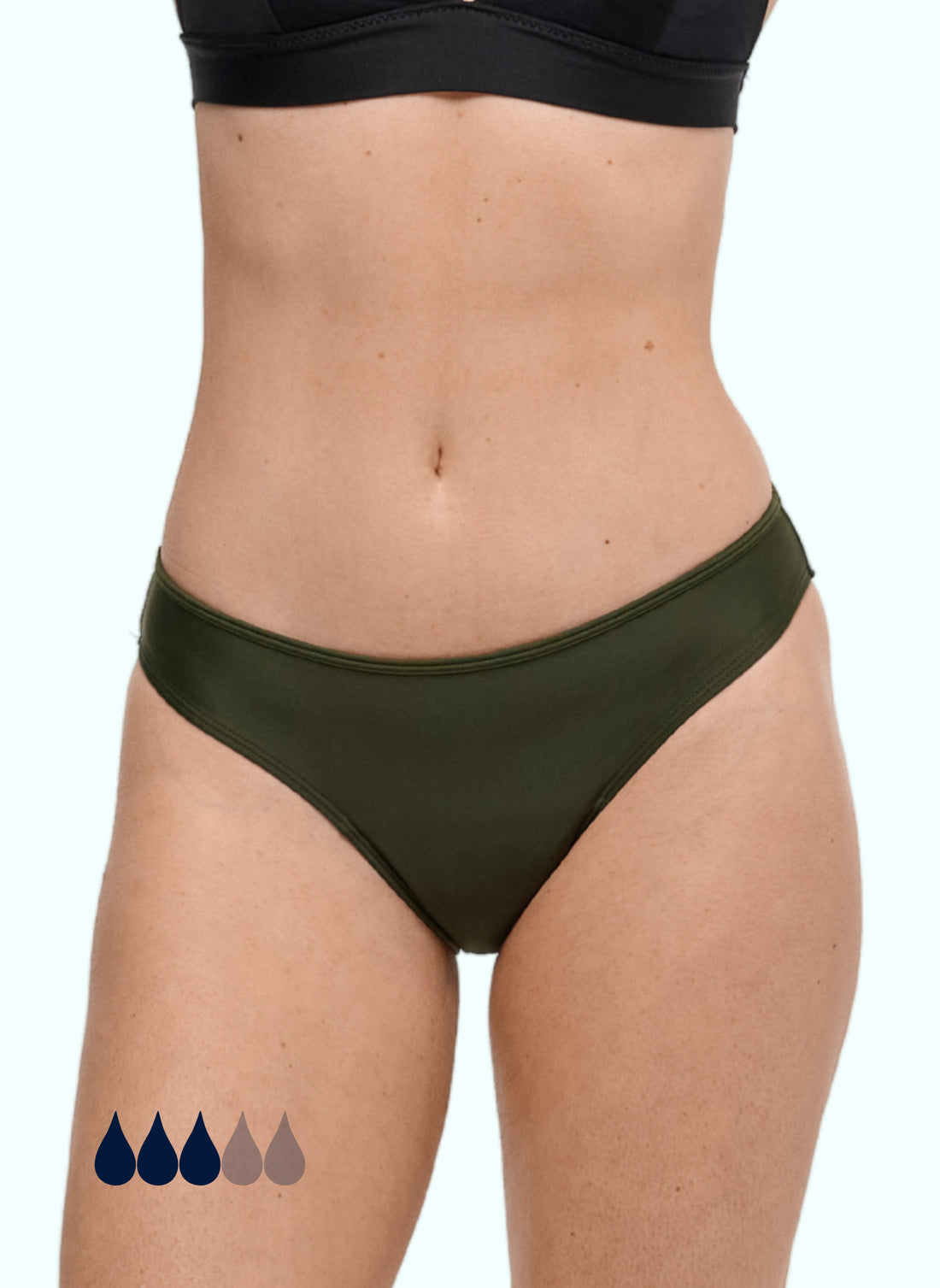 bas de maillot menstruel eva vert kaki femme