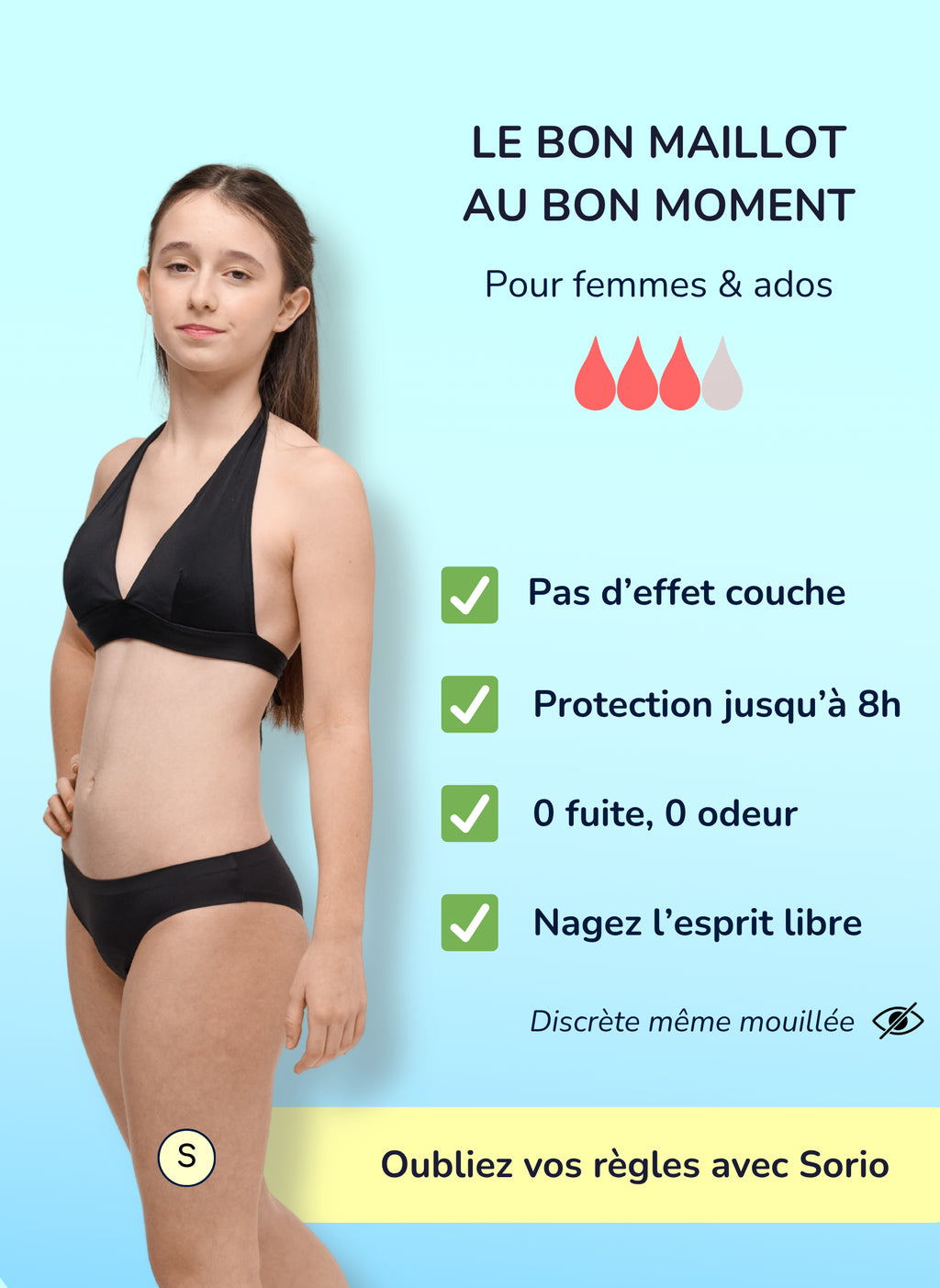 Nina – Nahtlose Perioden Bikinihose für Teenager | Sorio®