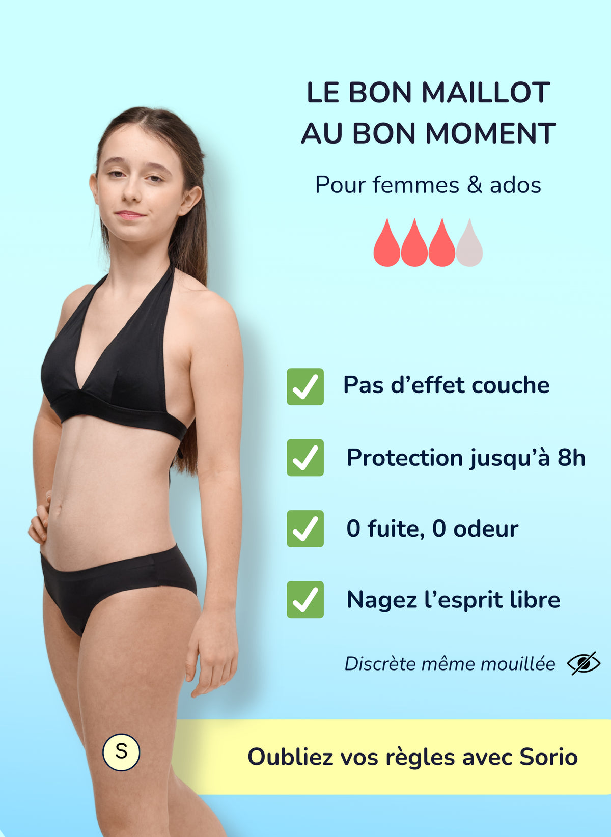 Nina – Nahtlose Perioden Bikinihose für Teenager | Sorio®