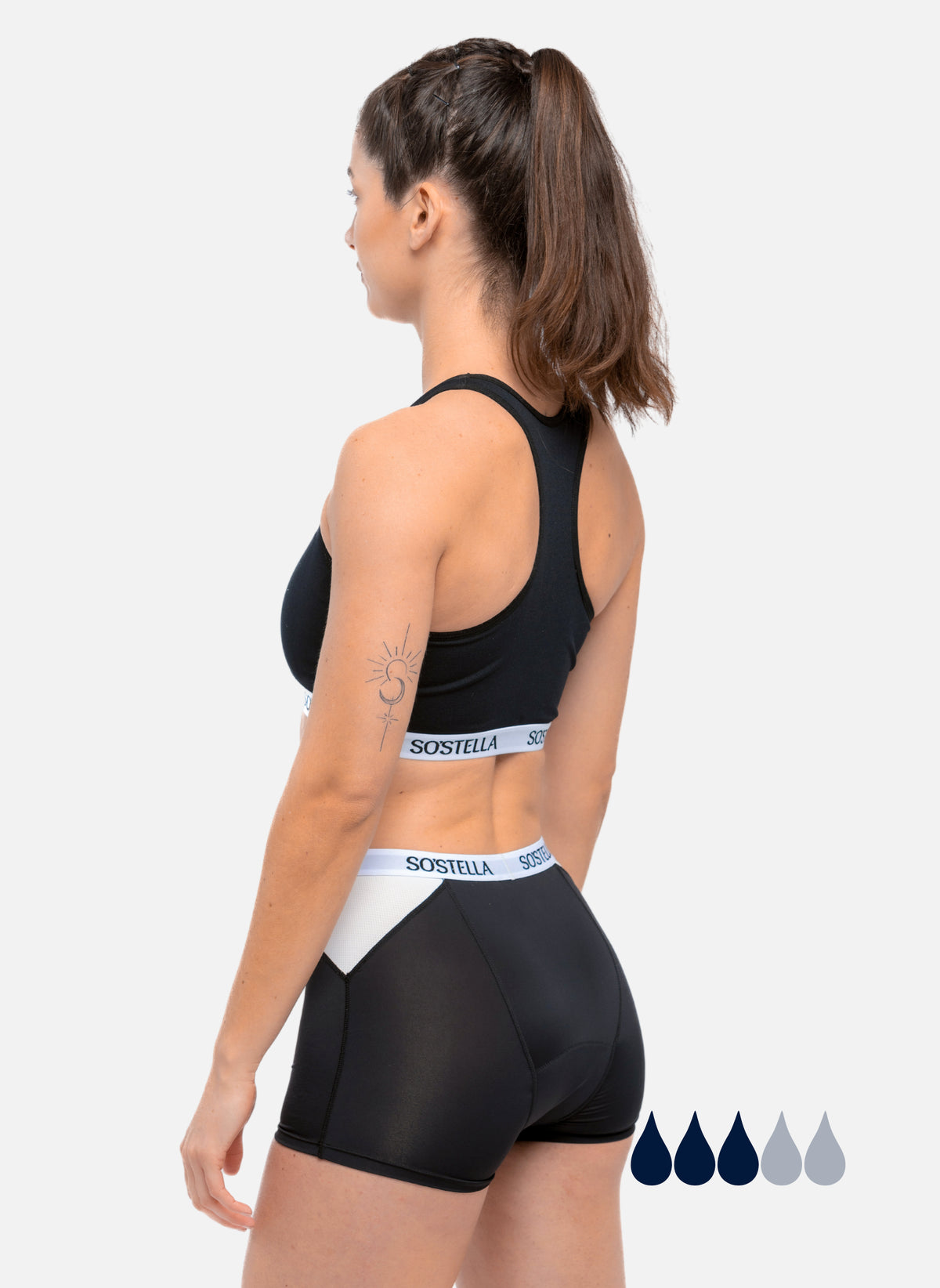 back view of women's period sports boxer