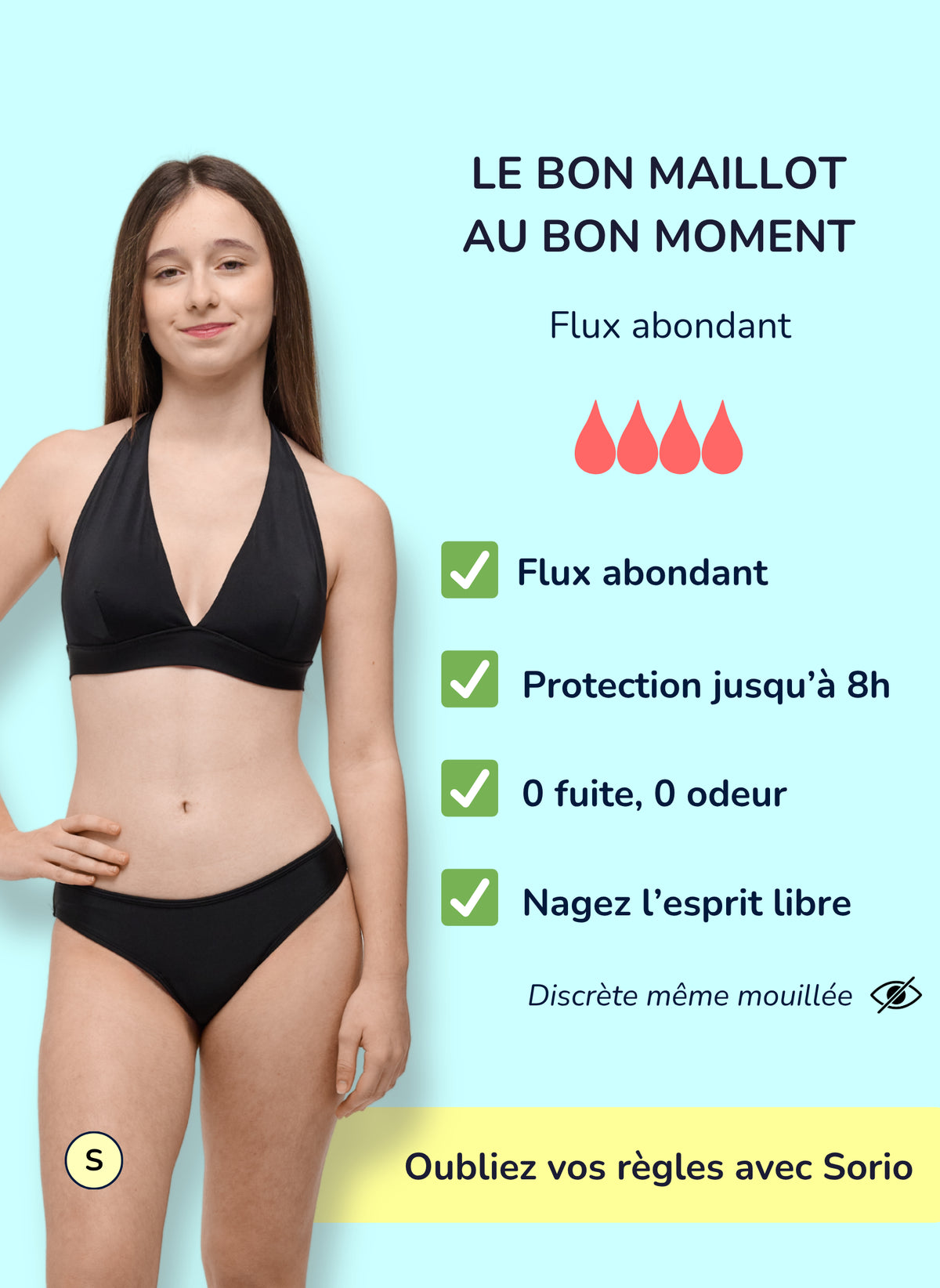 Eva - Teen Period Swim Bottoms for Heavy Flow | Sorio®