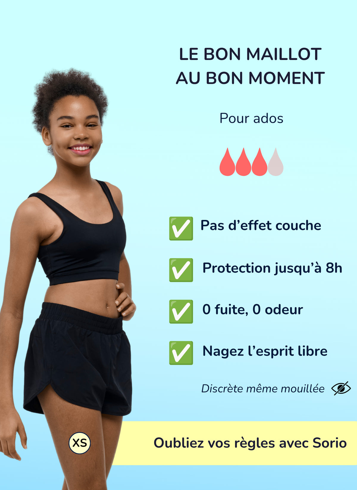 Gia – Lockere Perioden Badeshorts für Teenager | Sorio®