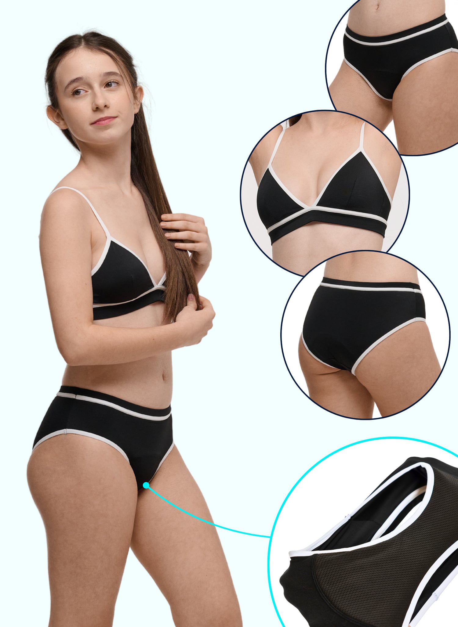 bas menstruel haut de maillot avec agrafes ava ado 