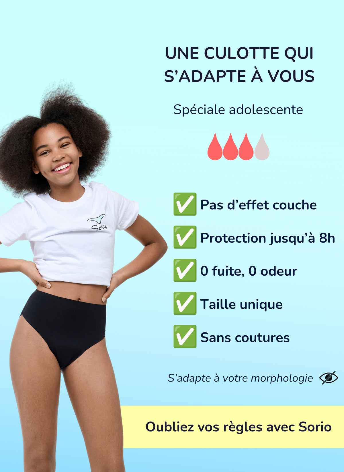 Jenna – Atmungsaktive Periodenunterwäsche für Teenager | Sorio®