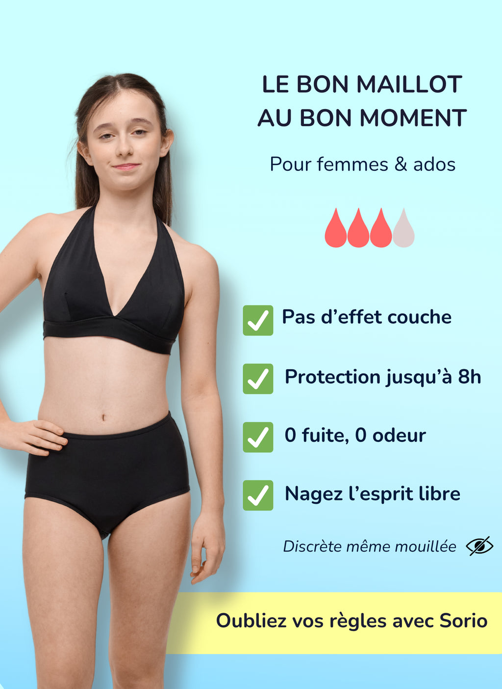 Naya - High-Waisted Period Swim Bottoms for Teens | Sorio®