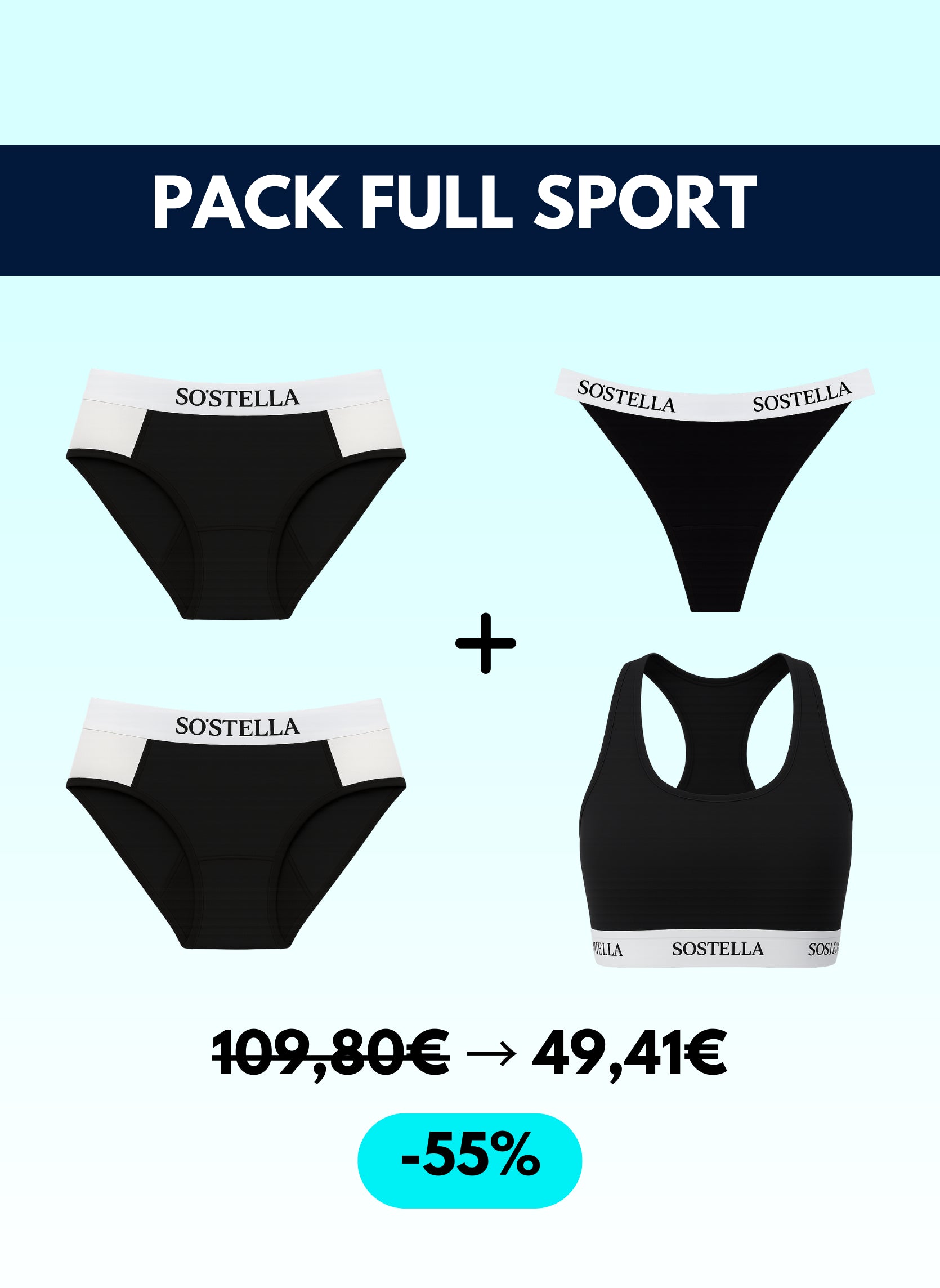 pack sport culotte menstruelle string brassière sorio