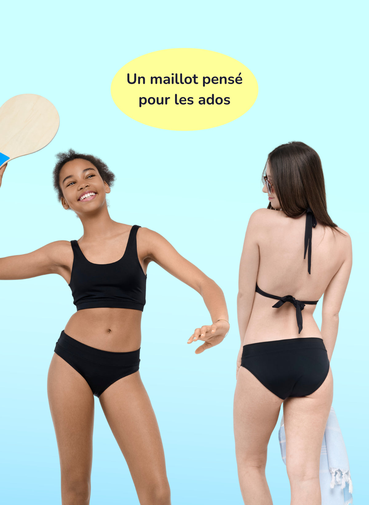 Rosa Schwarz – Perioden Bikinihose für Teenager | Sorio®