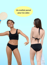 Slip costume da bagno mestruale per adolescenti - Rosa Nero | Sorio®