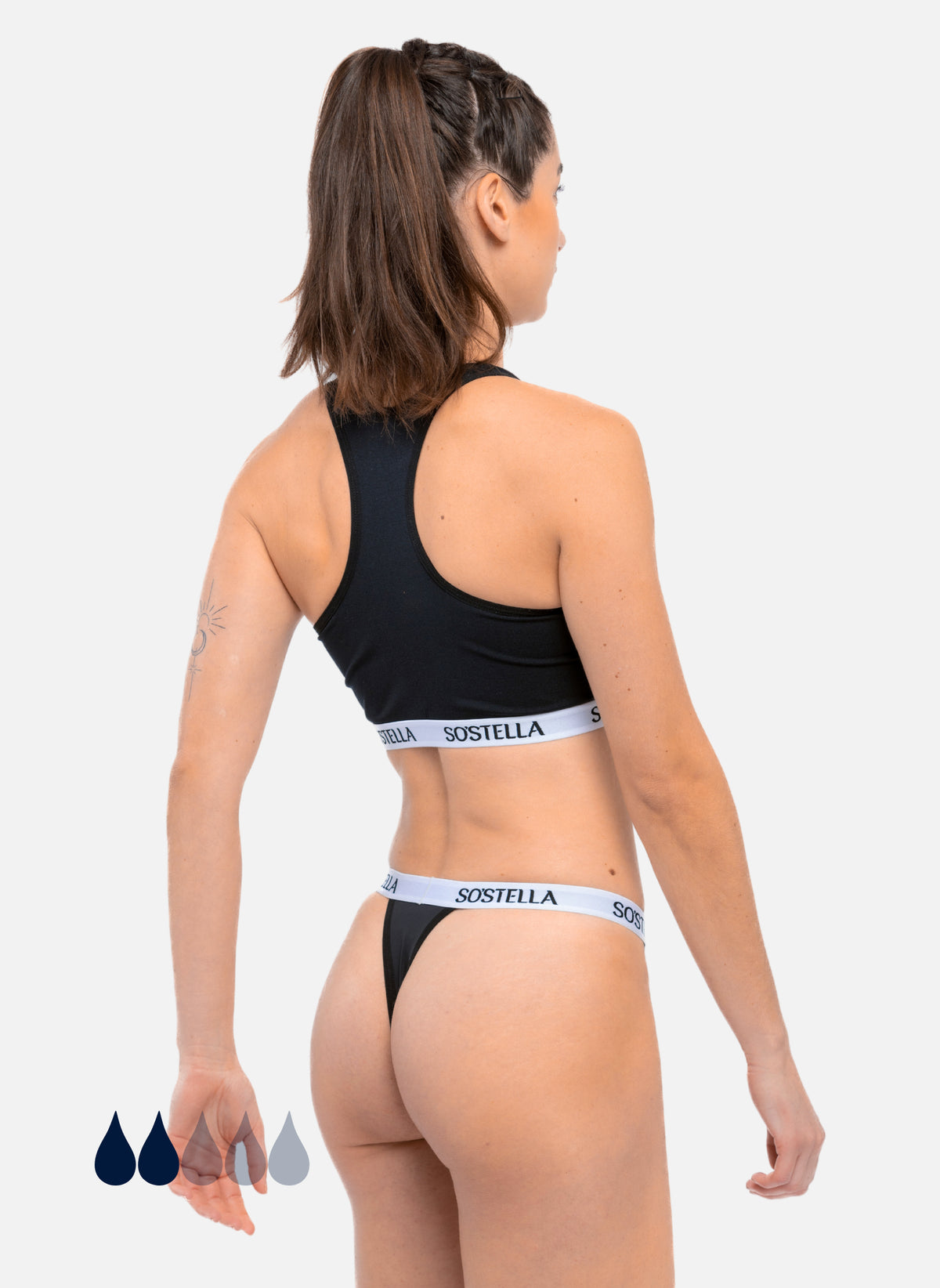 back view of women's period sports thong
